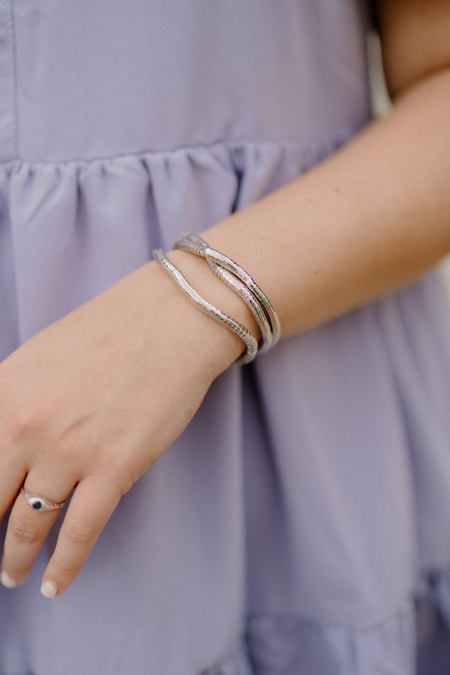 4mm Omega Chain Bracelet Set in Silver