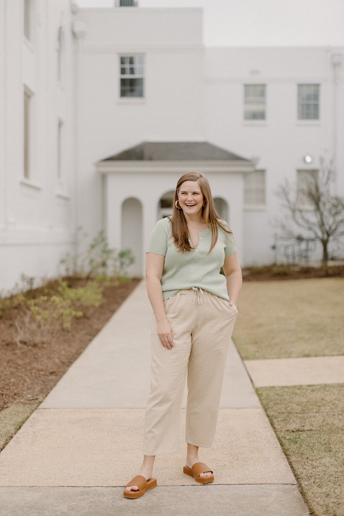 Sylvia Snap Button Knit Top in Sage