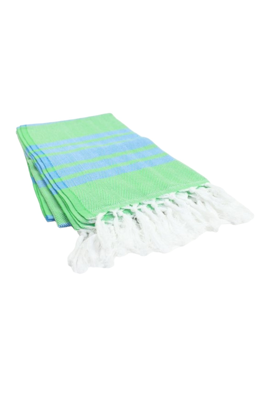 Premium Herringbone Striped Turkish Towel in Green & Blue
