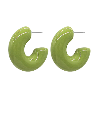 30mm Color Coated Chunky Hoops in Olive