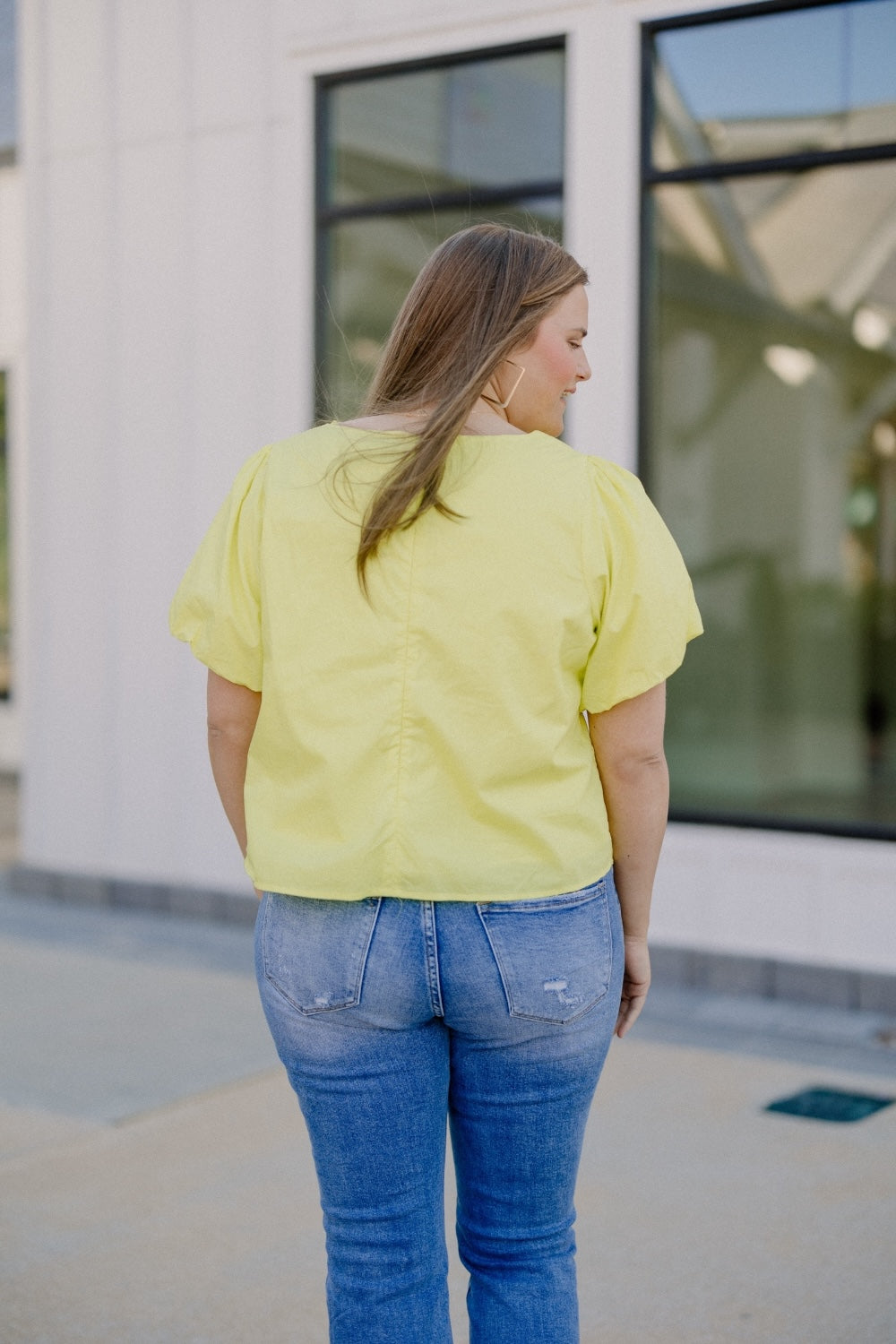 Neon Poplin Bubble Sleeve Top