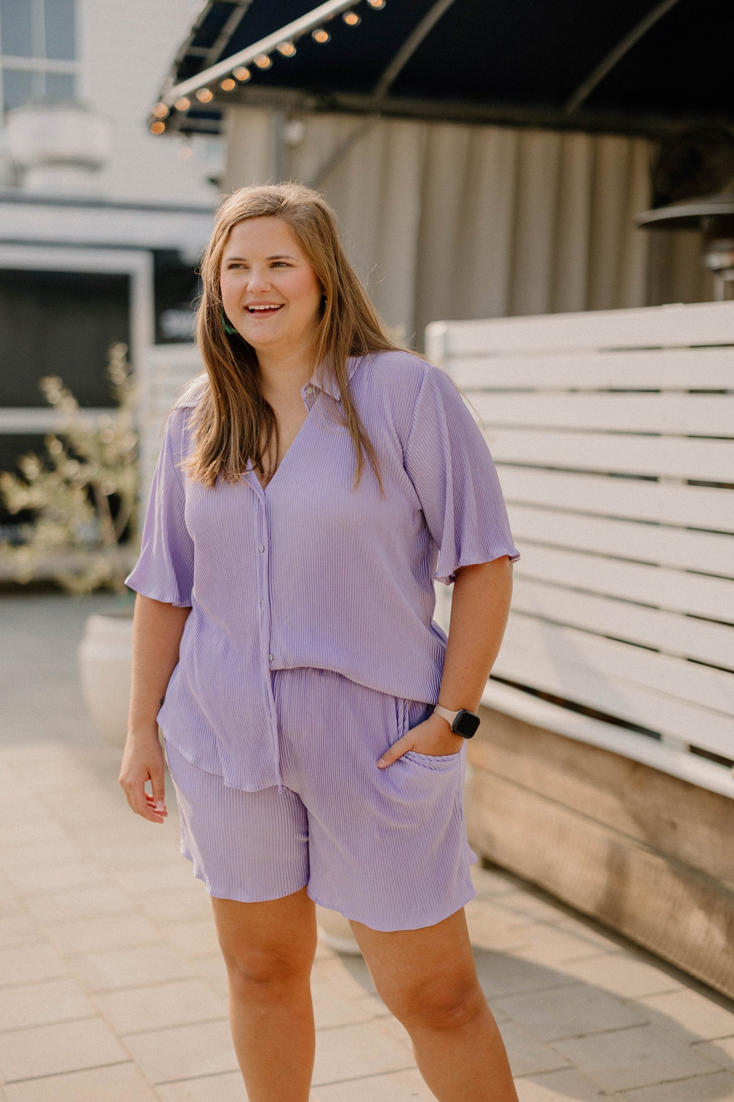 Kaity Lilac Elastic Waist Shorts