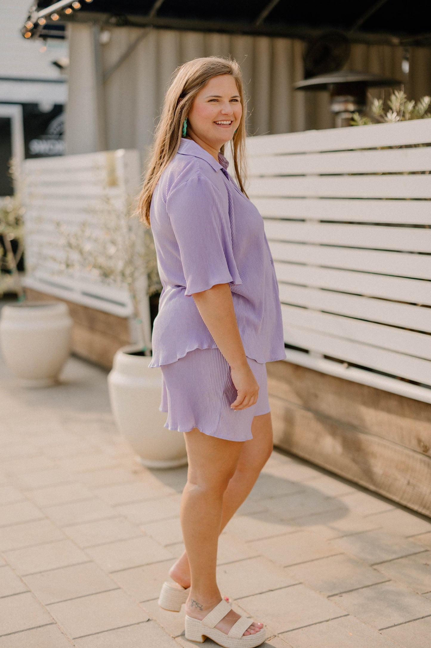 Kaity Lilac Elastic Waist Shorts