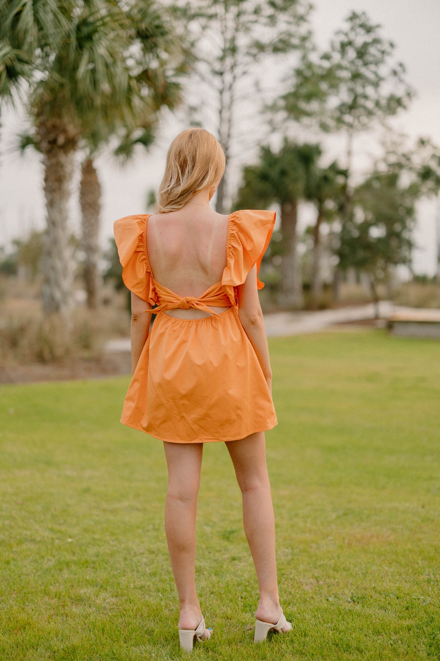Carolyn Statement Sleeve Dress in Orange