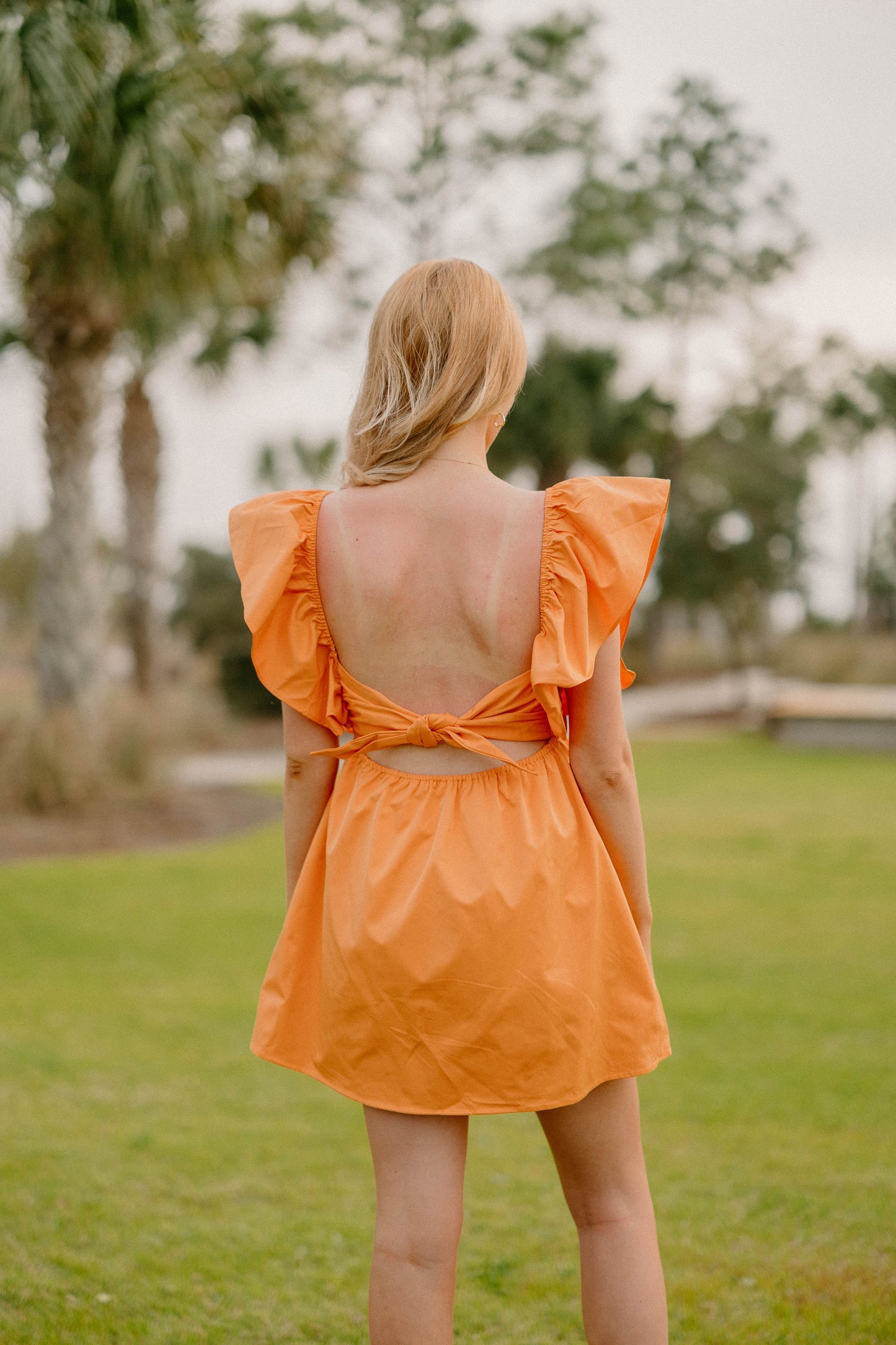 Carolyn Statement Sleeve Dress in Orange