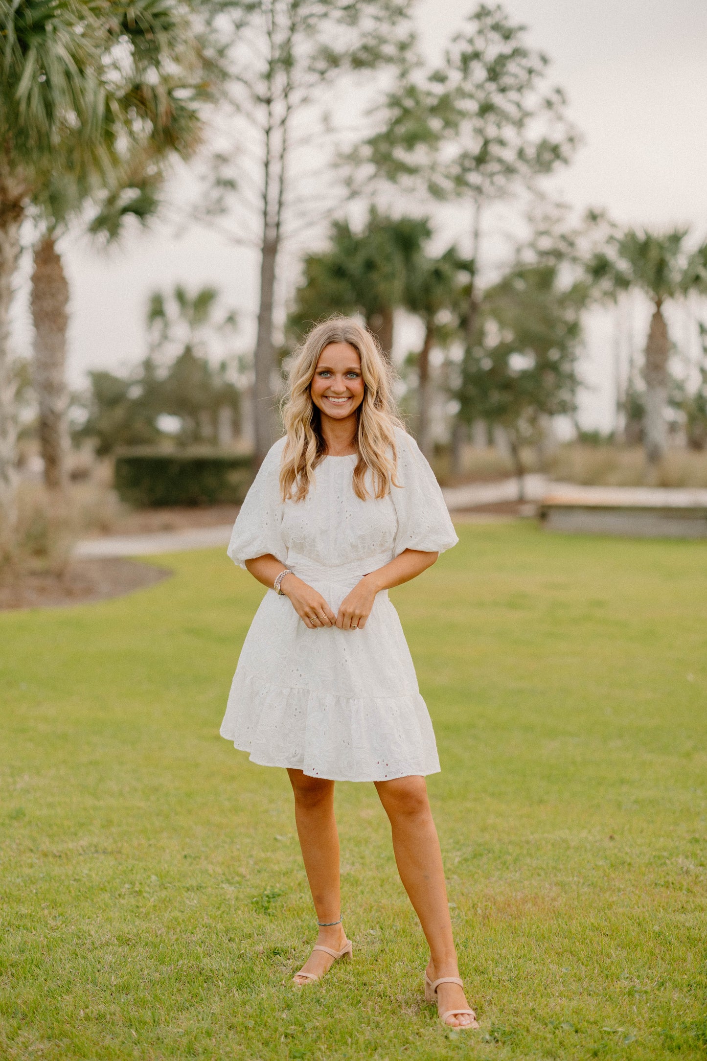 Margie Cut Out Eyelit White Dress