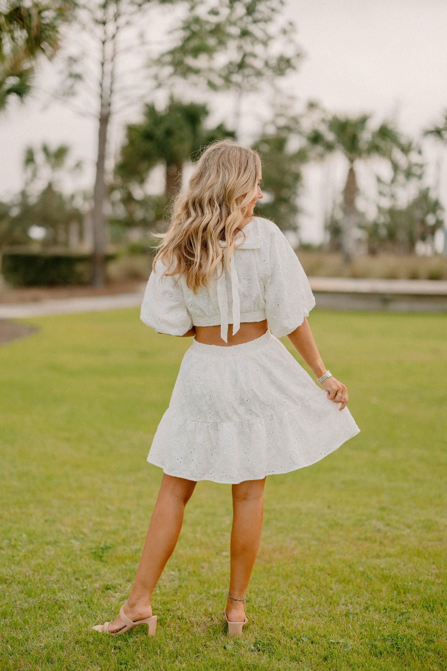 Margie Cut Out Eyelit White Dress