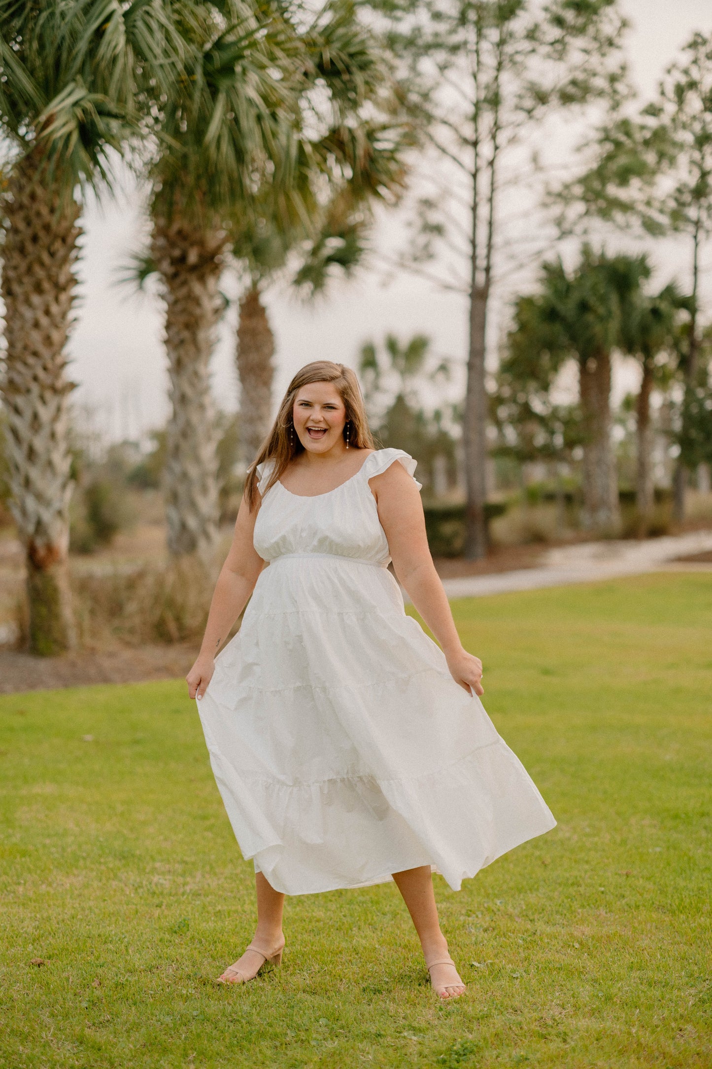 Nicole Flutter Sleeve Ivory Maxi Dress (Sizes XS-3XL)