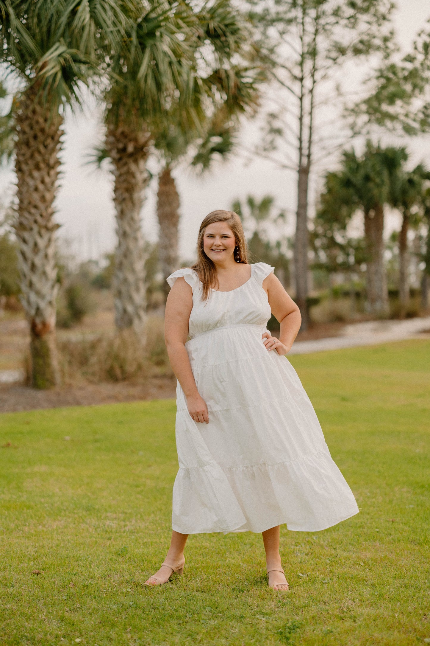 Nicole Flutter Sleeve Ivory Maxi Dress (Sizes XS-3XL)