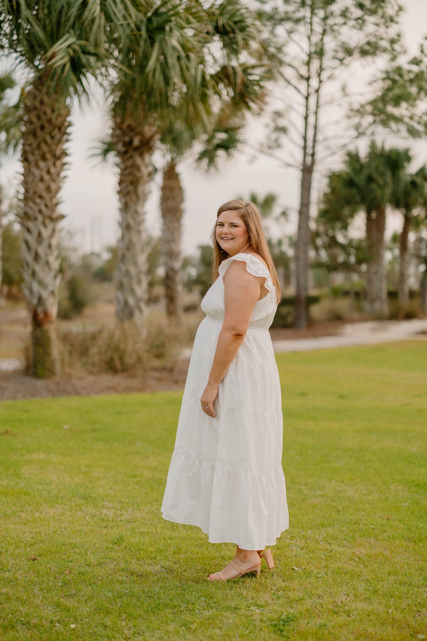 Nicole Flutter Sleeve Ivory Maxi Dress (Sizes XS-3XL)
