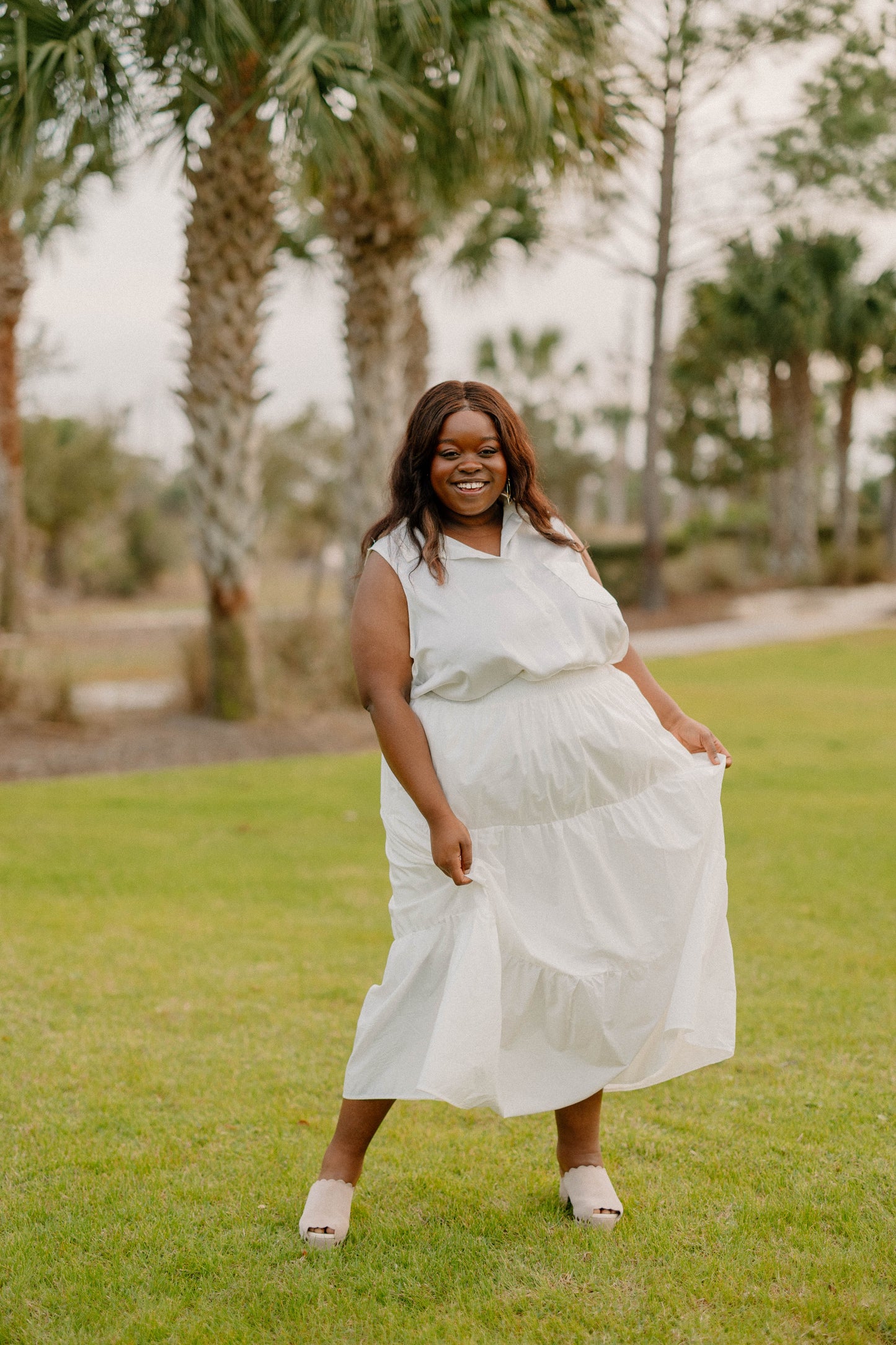 Christina White Tiered Skirt (XS-3XL)