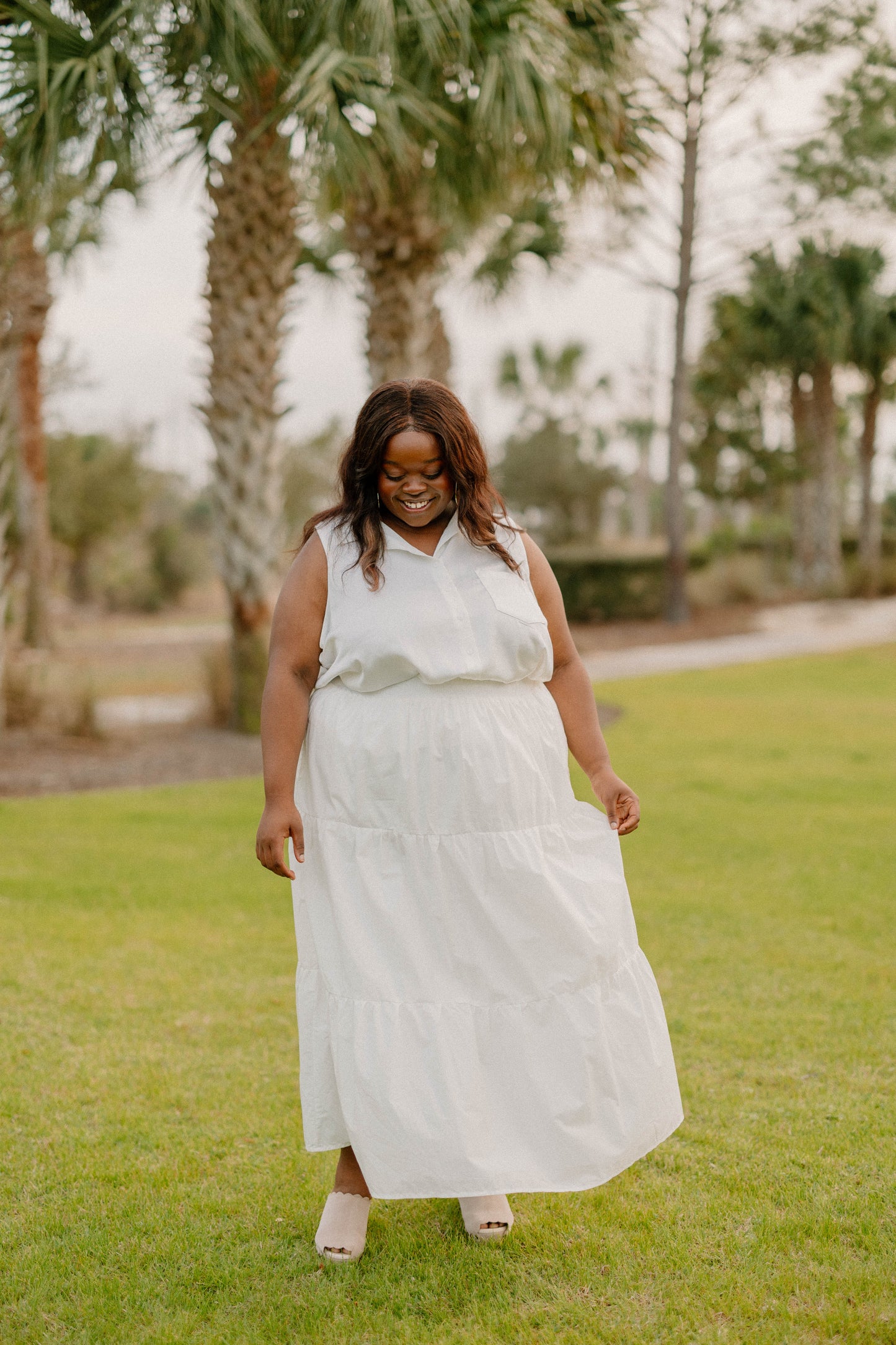 Christina White Tiered Skirt (XS-3XL)