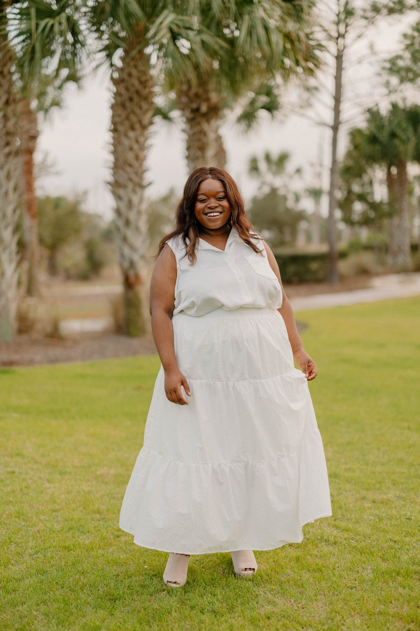 Christina White Tiered Skirt (XS-3XL)