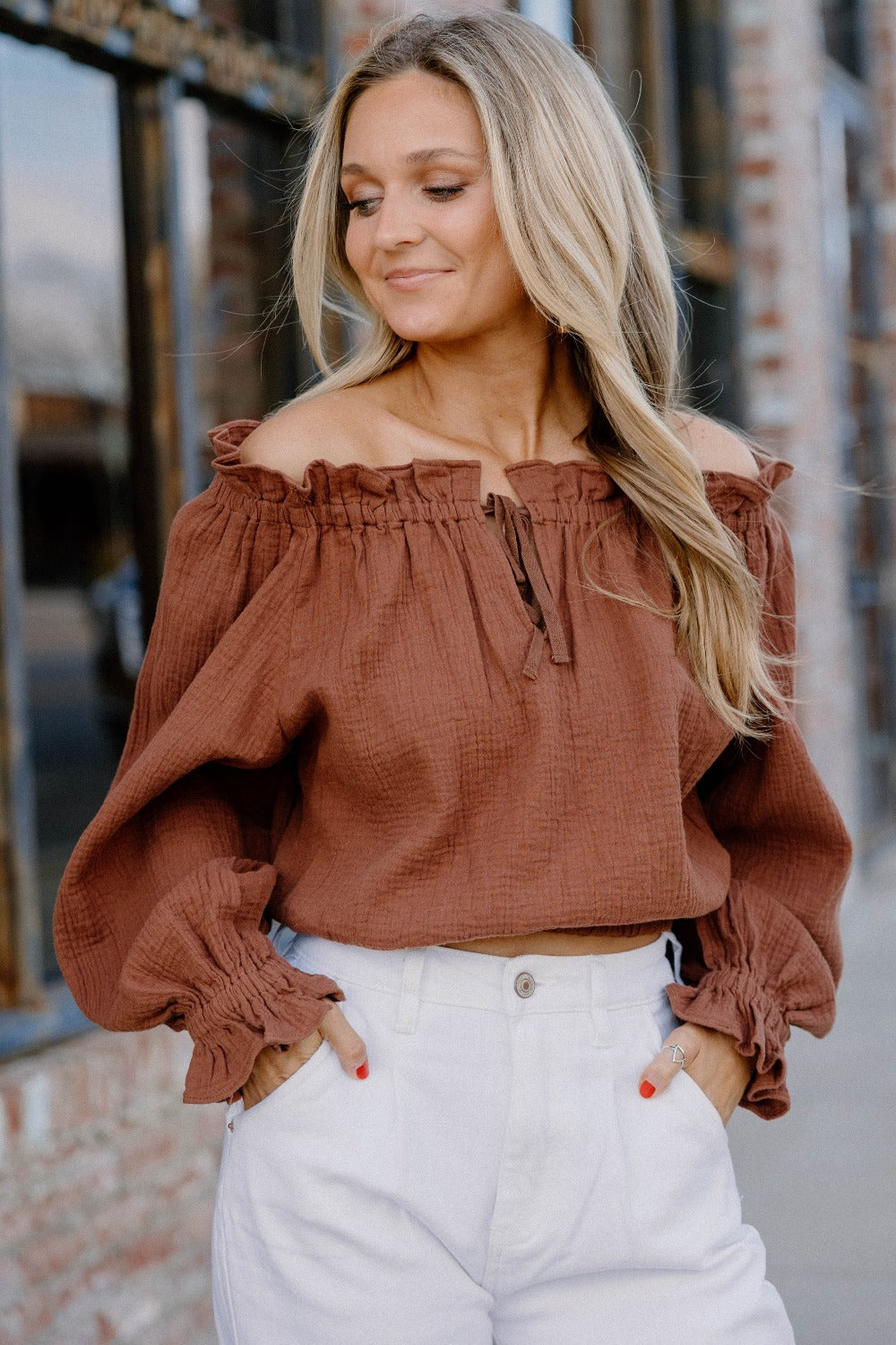 Hope Rust Off The Shoulder Top