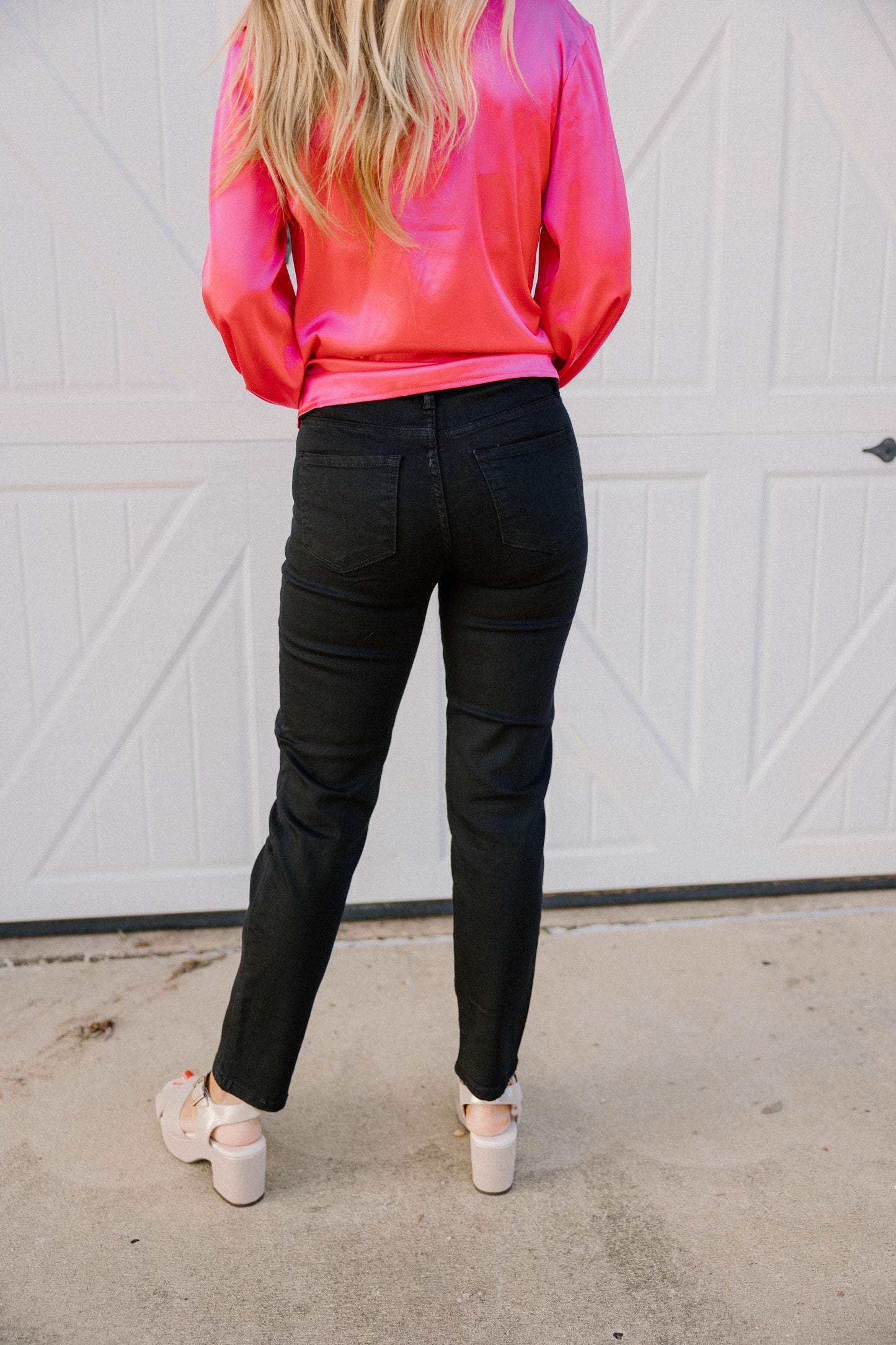 Emberly High Rise Black Semi-Flare Denim Jeans