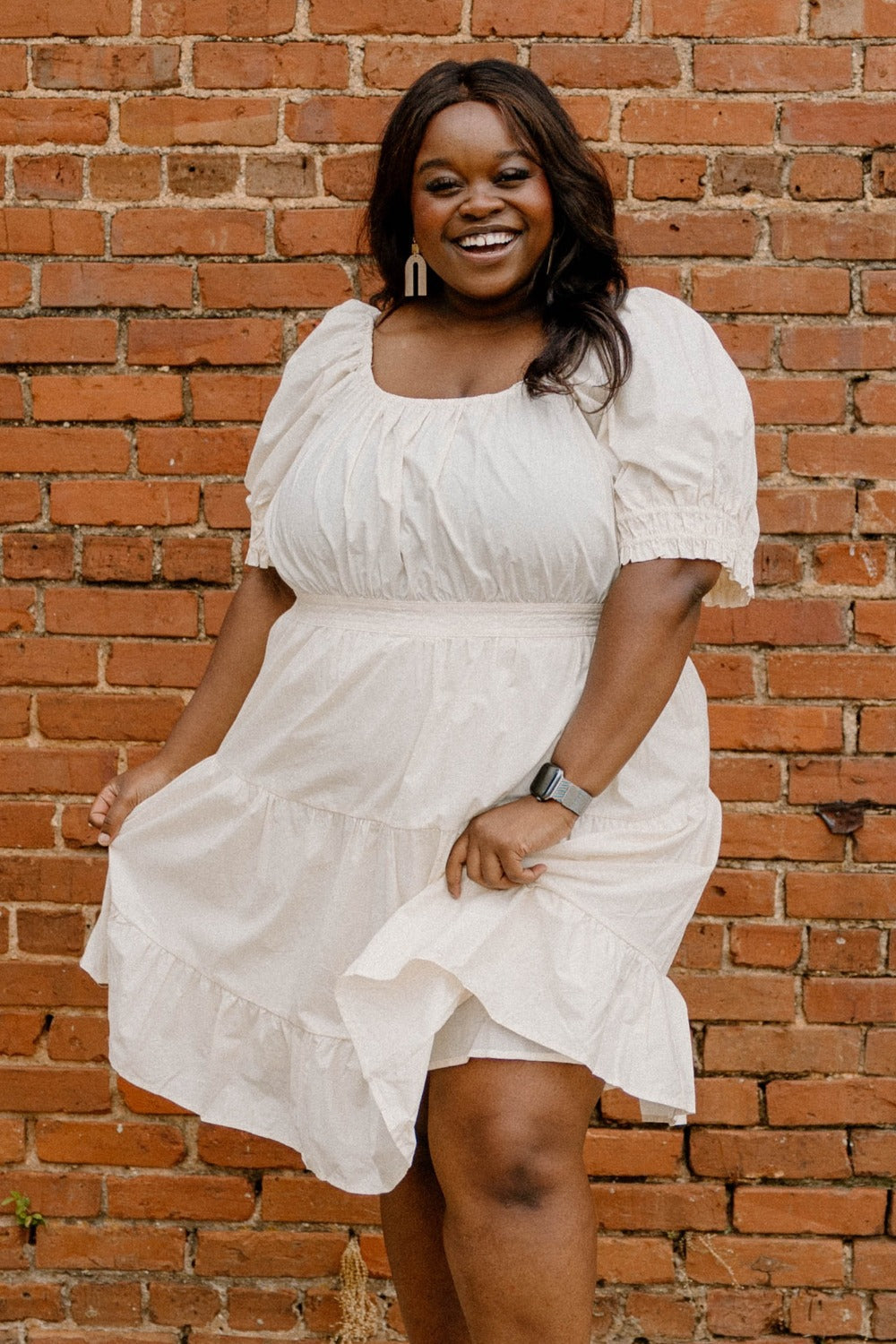 Danielle Tiered A-Line Dress in Taupe (XS-3XL)