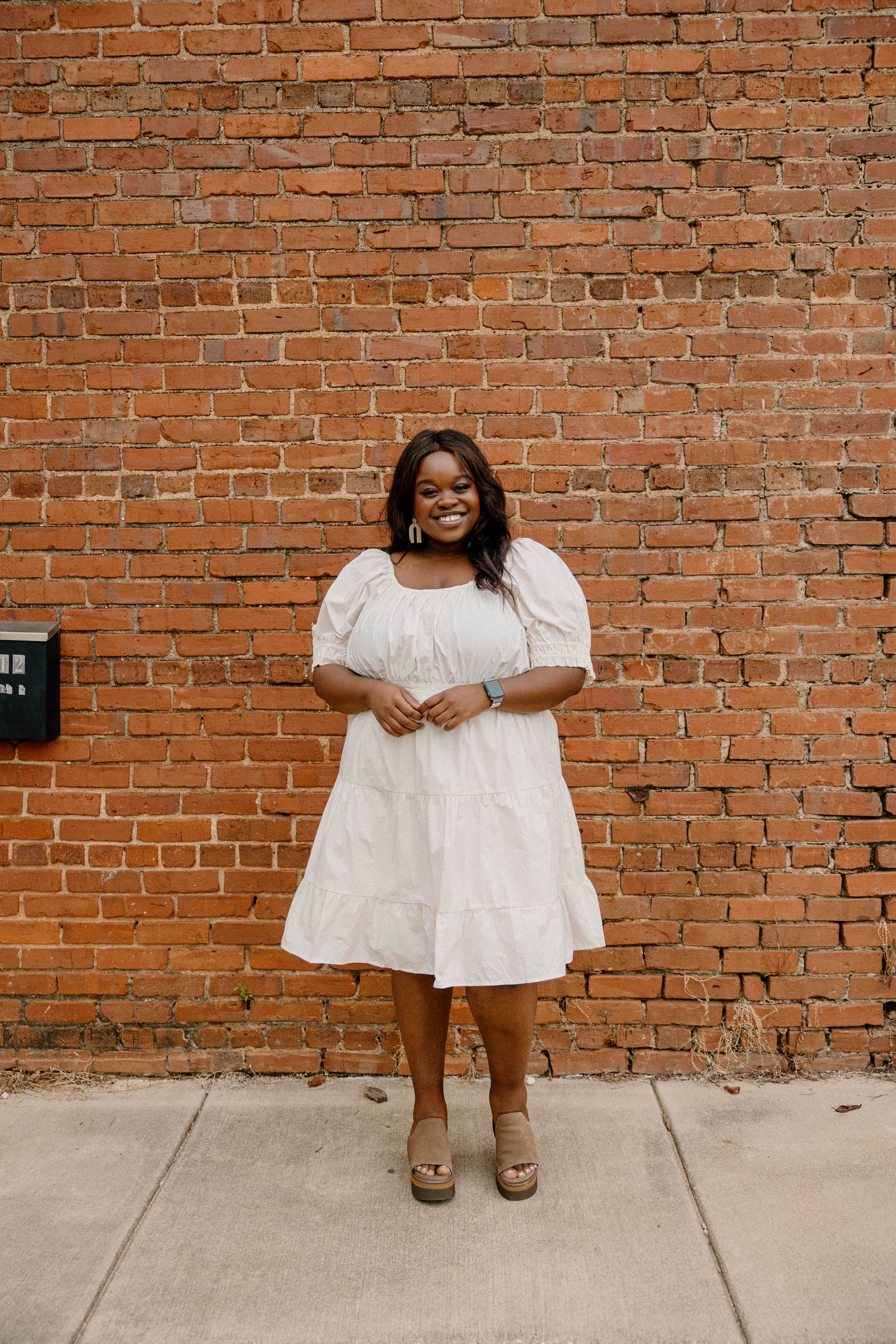 Danielle Tiered A-Line Dress in Taupe (XS-3XL)