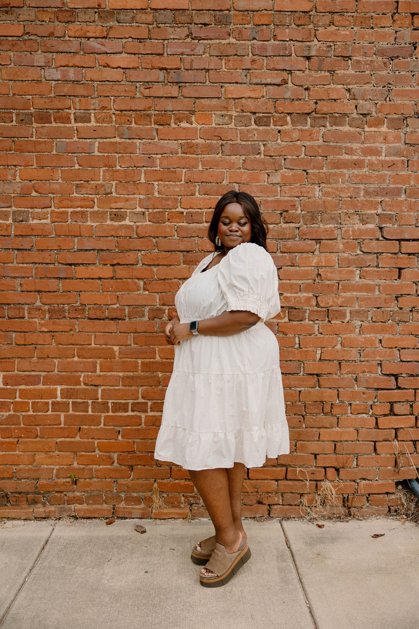 Danielle Tiered A-Line Dress in Taupe (XS-3XL)