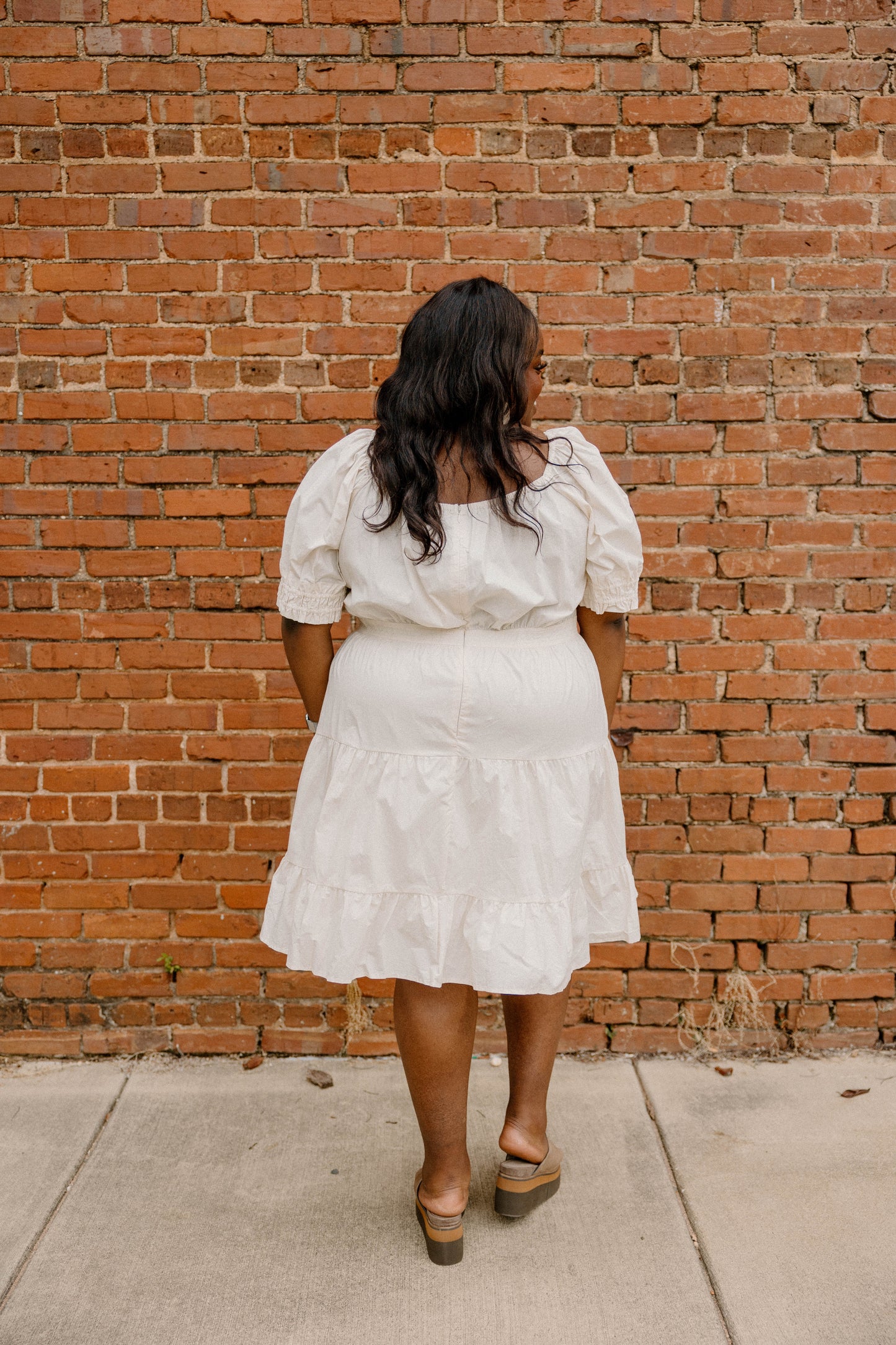 Danielle Tiered A-Line Dress in Taupe (XS-3XL)