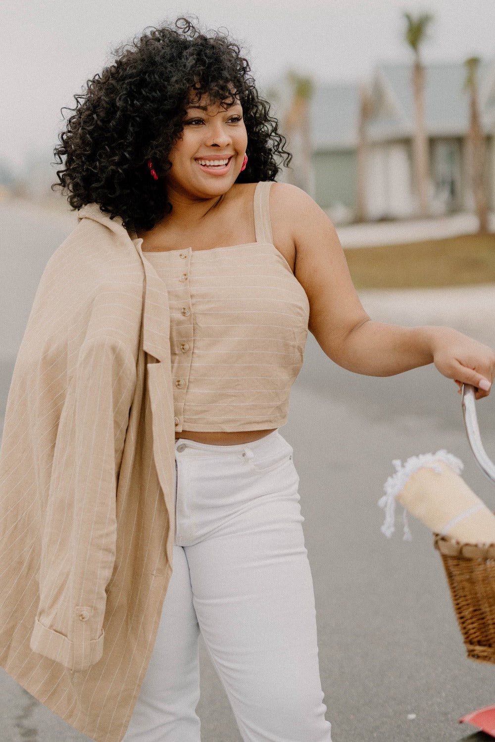 Mary Pinstripe Button Up Tank (Sizes XS-3XL)