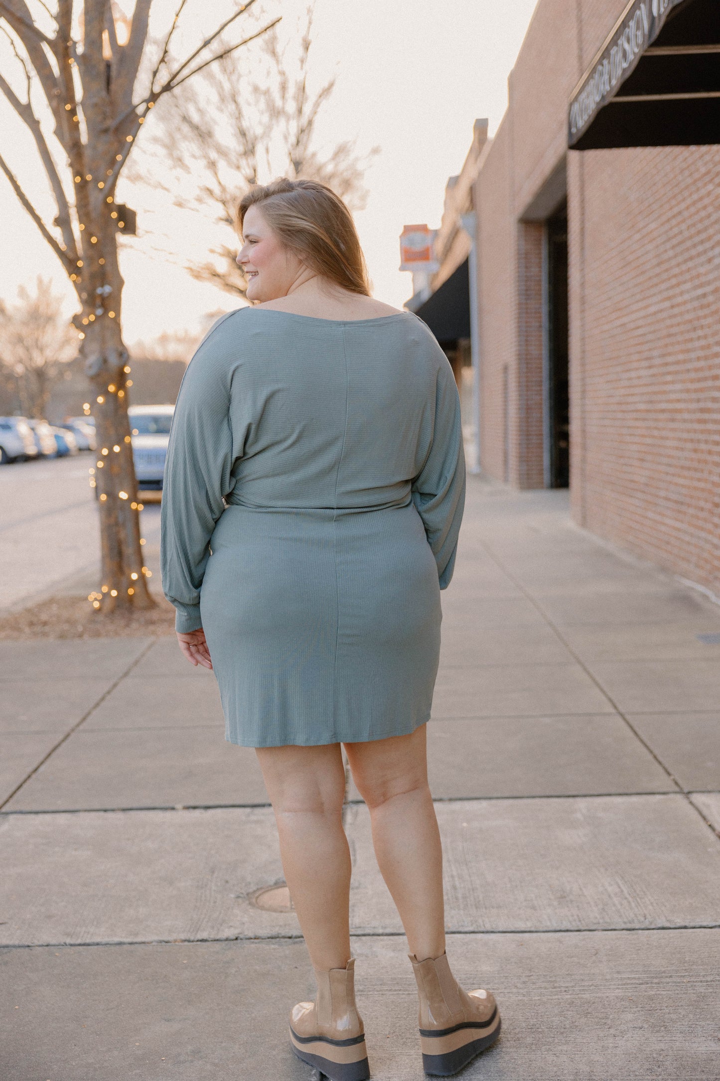 Madeline Sage Ribbed Dress