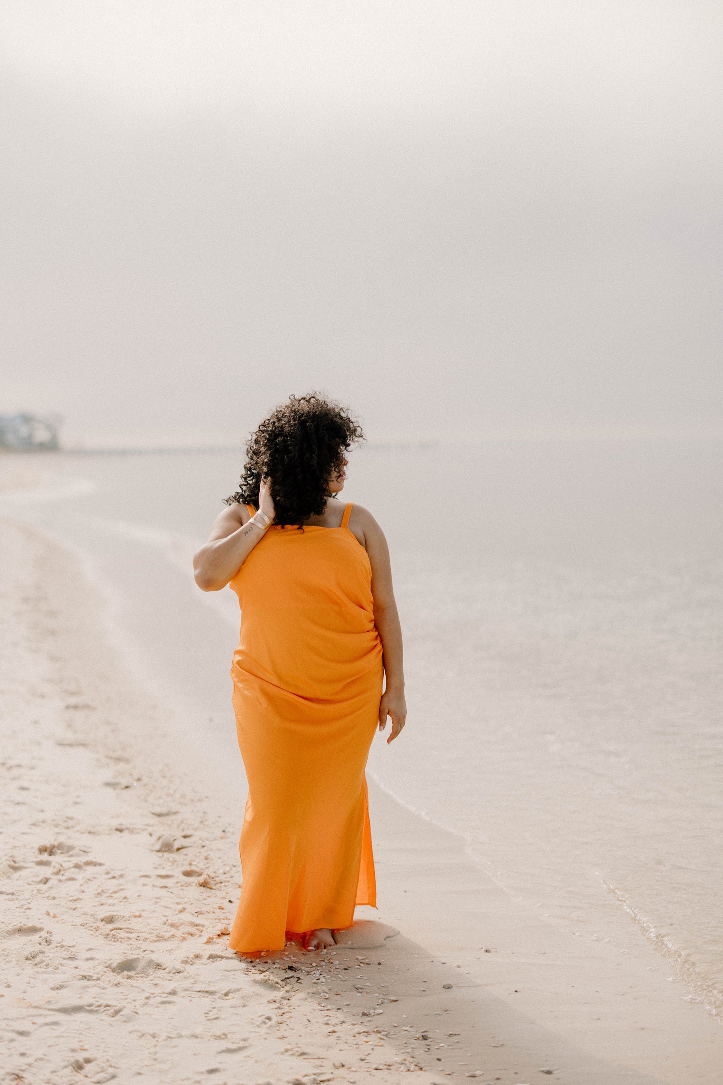 Sarah Silk Midi Tank Dress in Orange (Sizes XS-3XL)