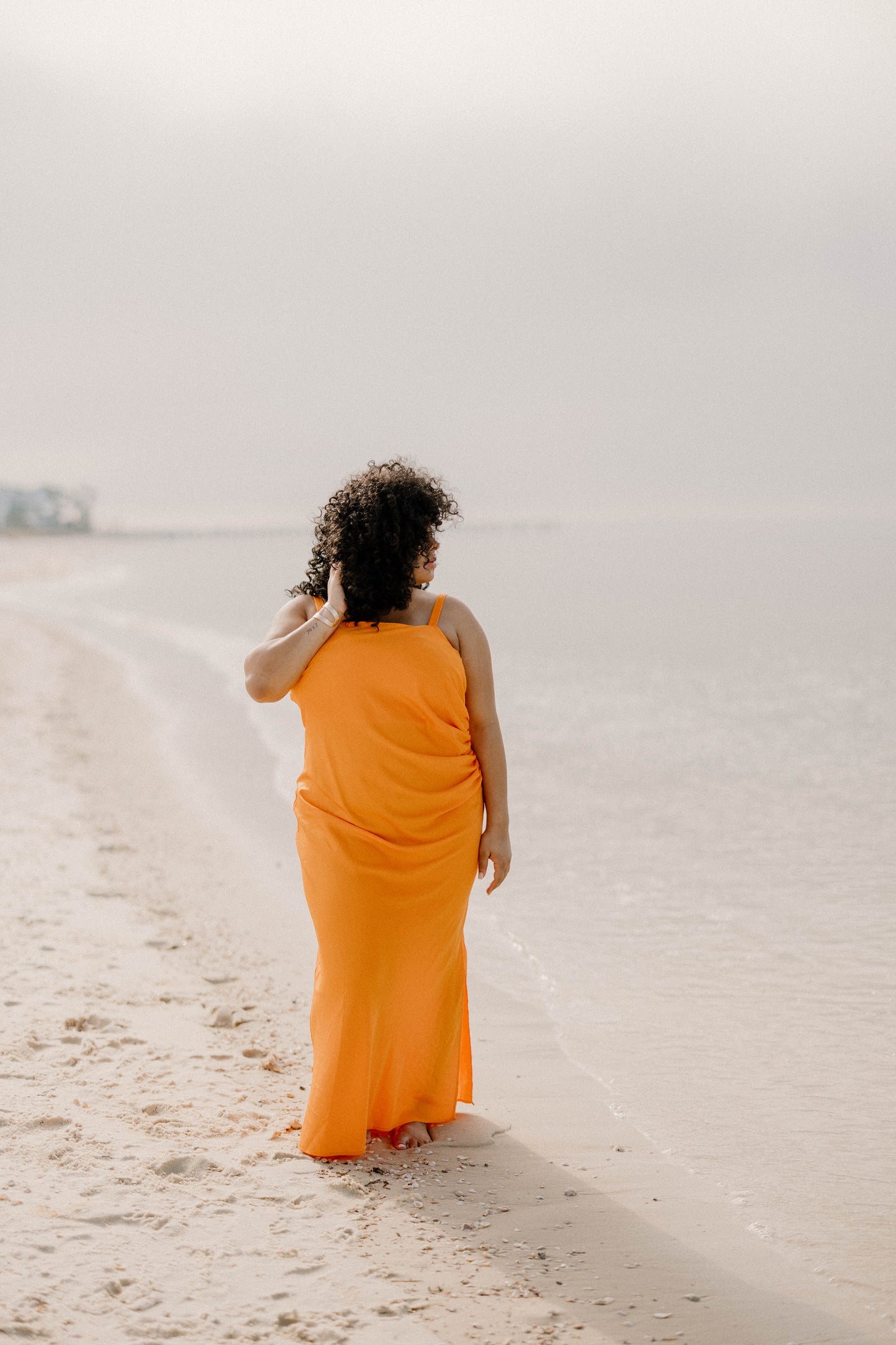 Sarah Silk Midi Tank Dress in Orange (Sizes XS-3XL)