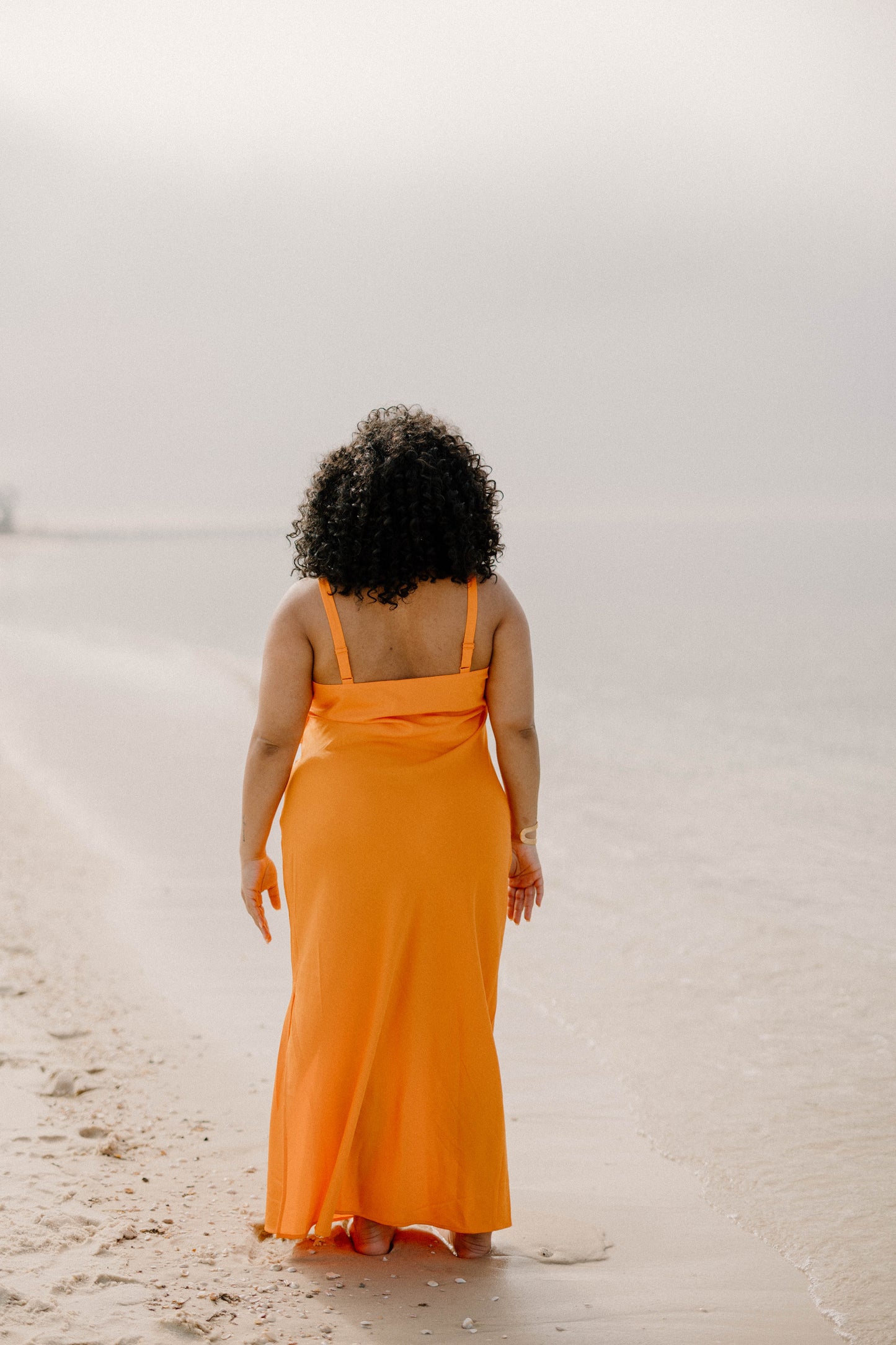 Sarah Silk Midi Tank Dress in Orange (Sizes XS-3XL)