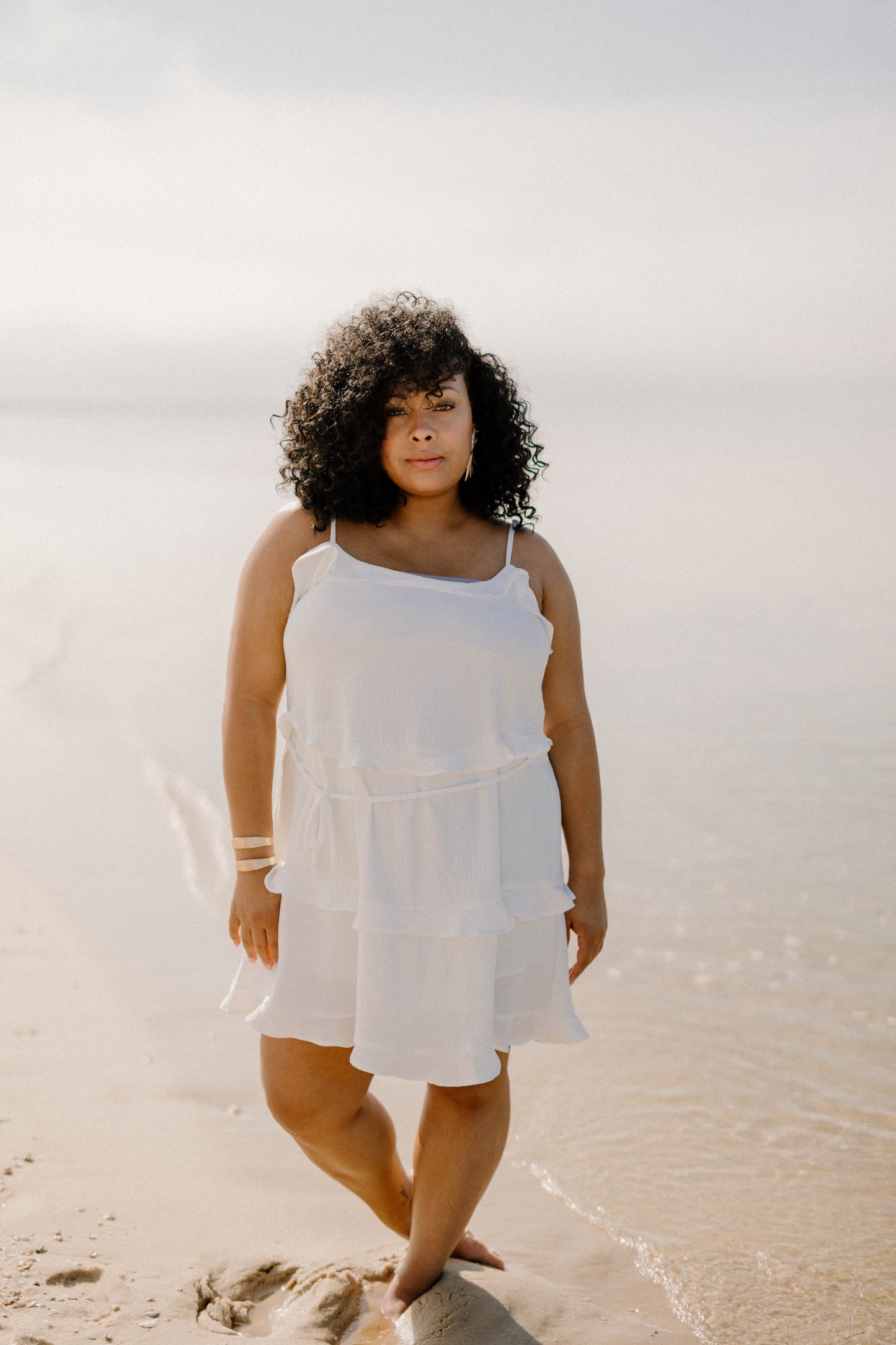 Darcie Tiered Dress in White (Sizes S-3XL)