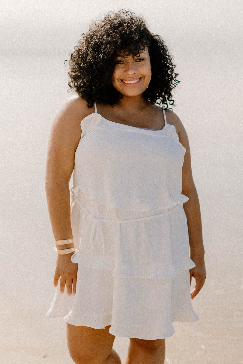 Darcie Tiered Dress in White (Sizes S-3XL)