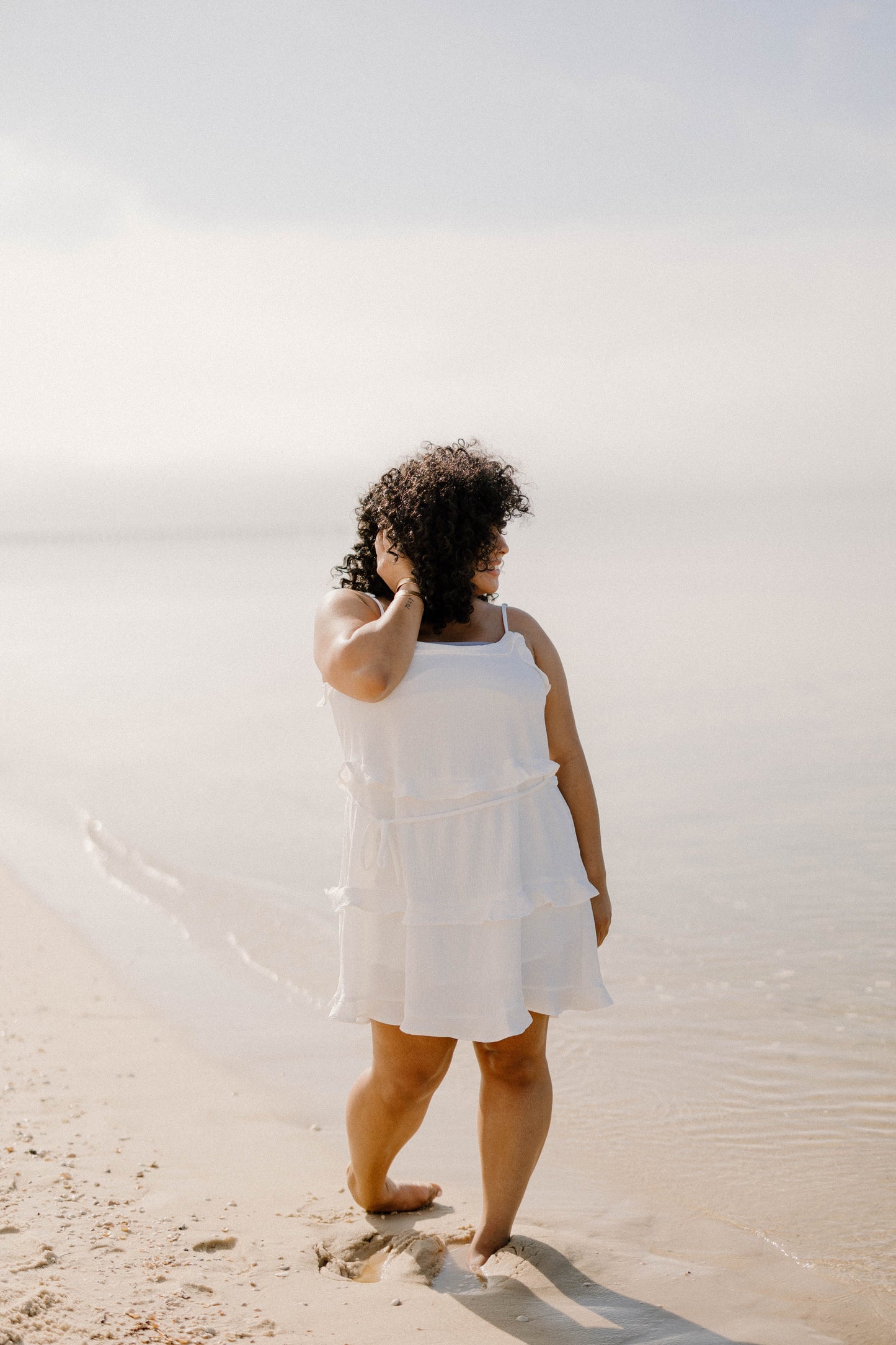 Darcie Tiered Dress in White (Sizes S-3XL)