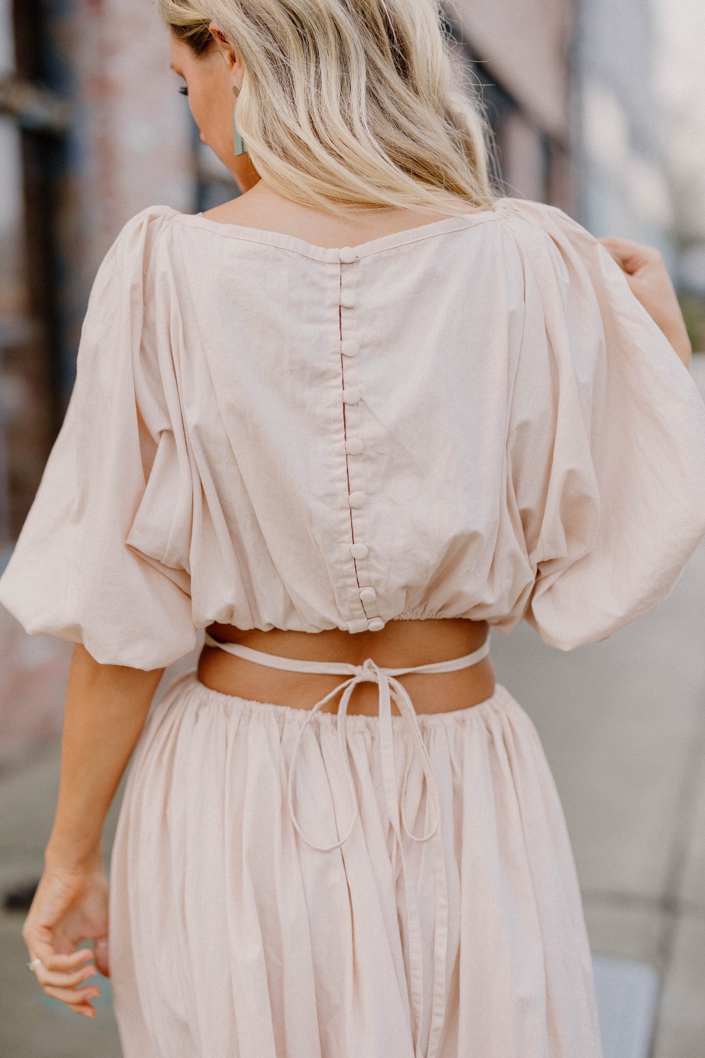Eva Poplin Cotton Cutout Midi Dress in Cream by Bali Elf