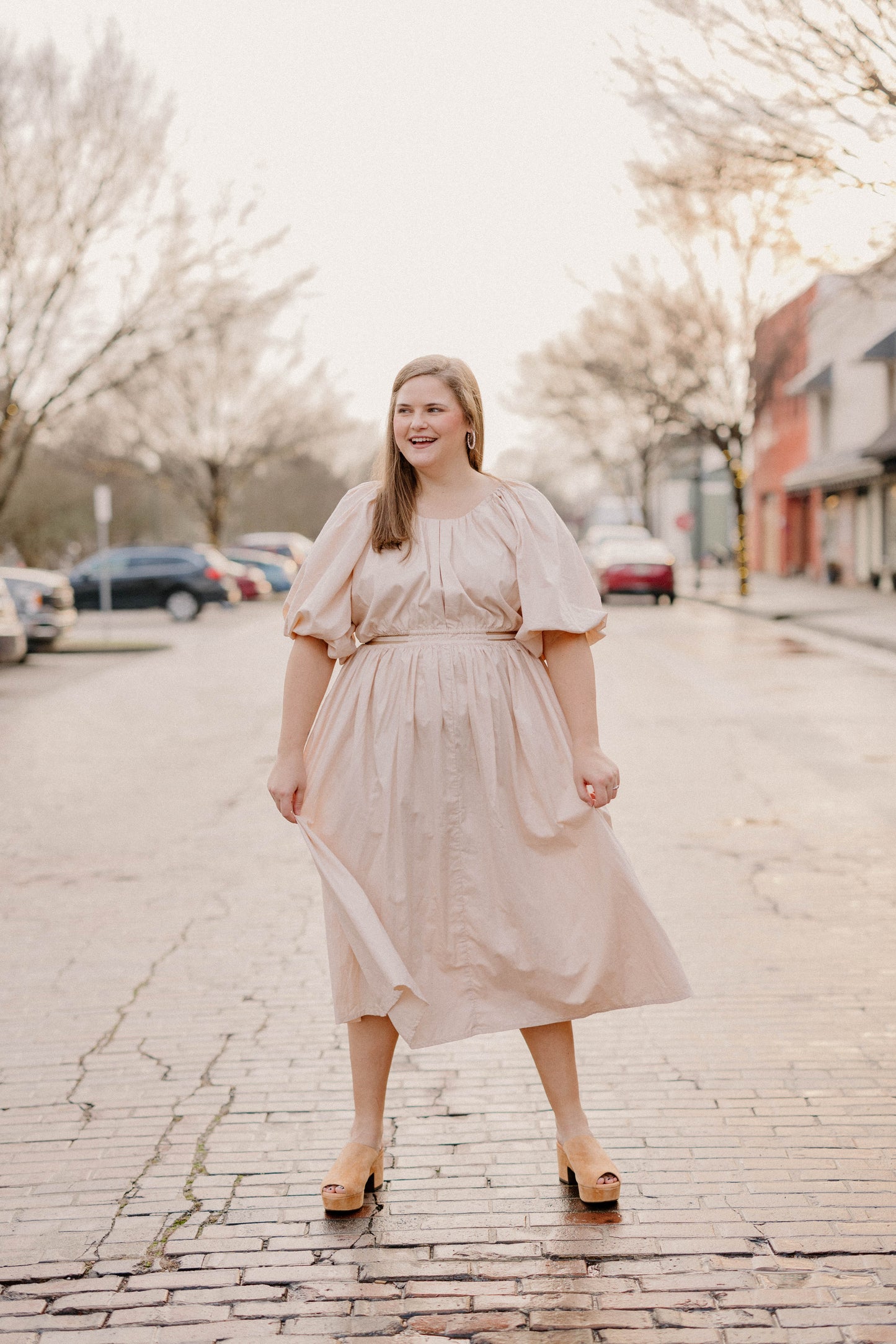 Eva Poplin Cotton Cutout Midi Dress in Cream by Bali Elf
