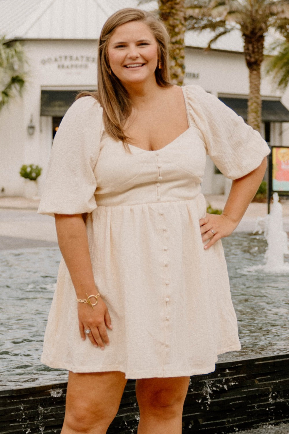 Ashlyn Button Detail Dress (S-3XL)