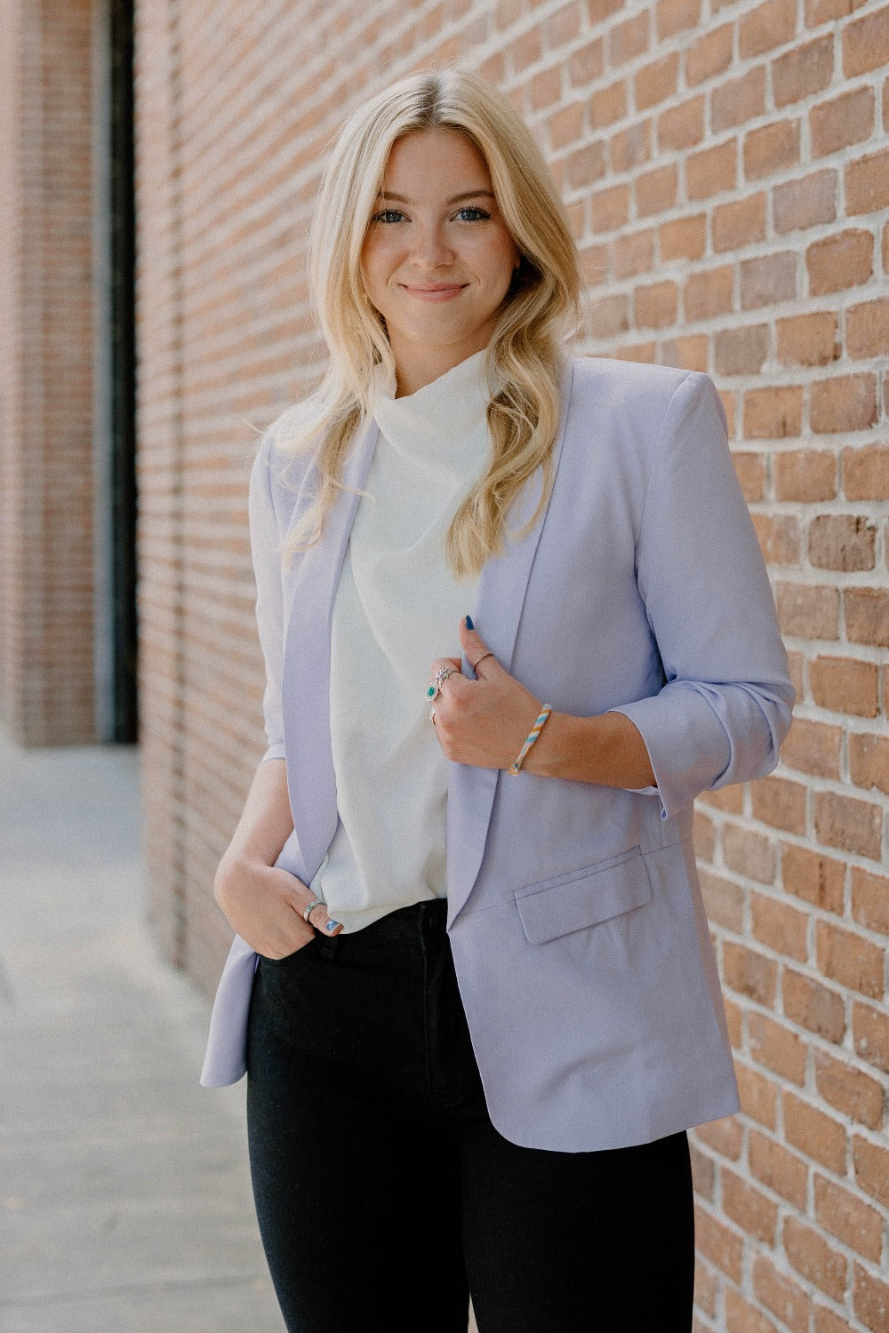 Maggie Open Front Blazer in Lavender (S-3XL)