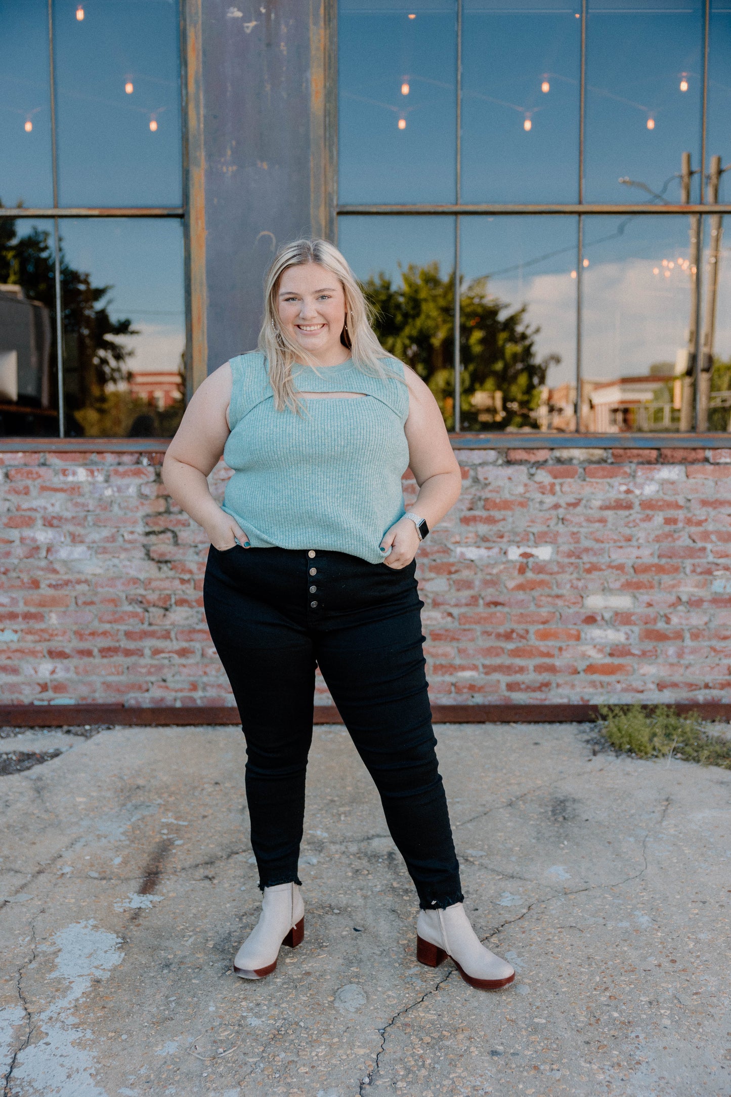 Marilyn Sleeveless Seafoam Sweater (Sizes XS-3XL)