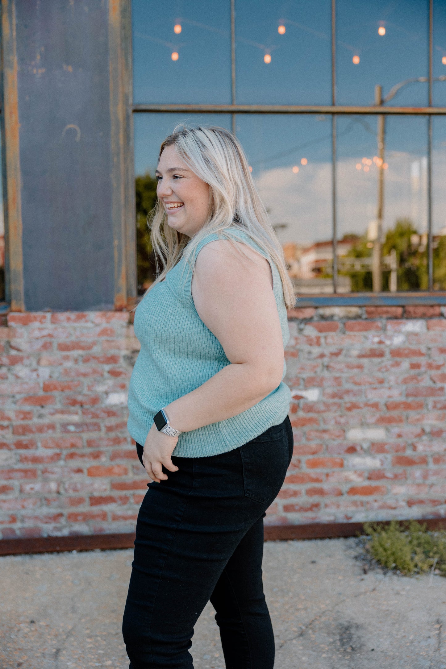 Marilyn Sleeveless Seafoam Sweater (Sizes XS-3XL)