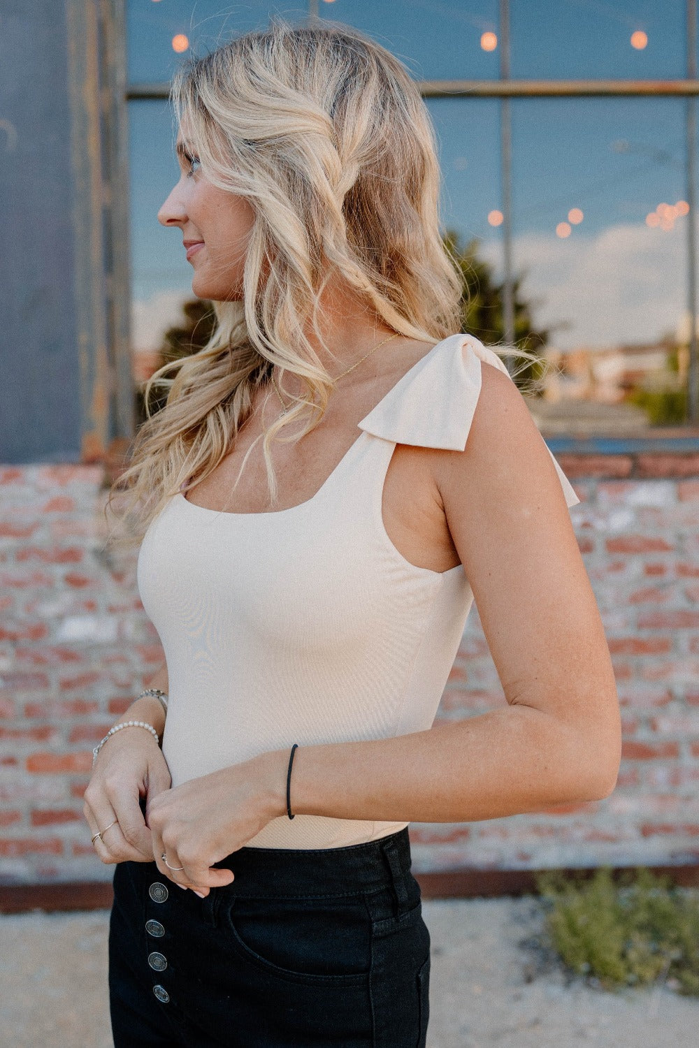 Melissa Sleeve Detail Bodysuit in Cream