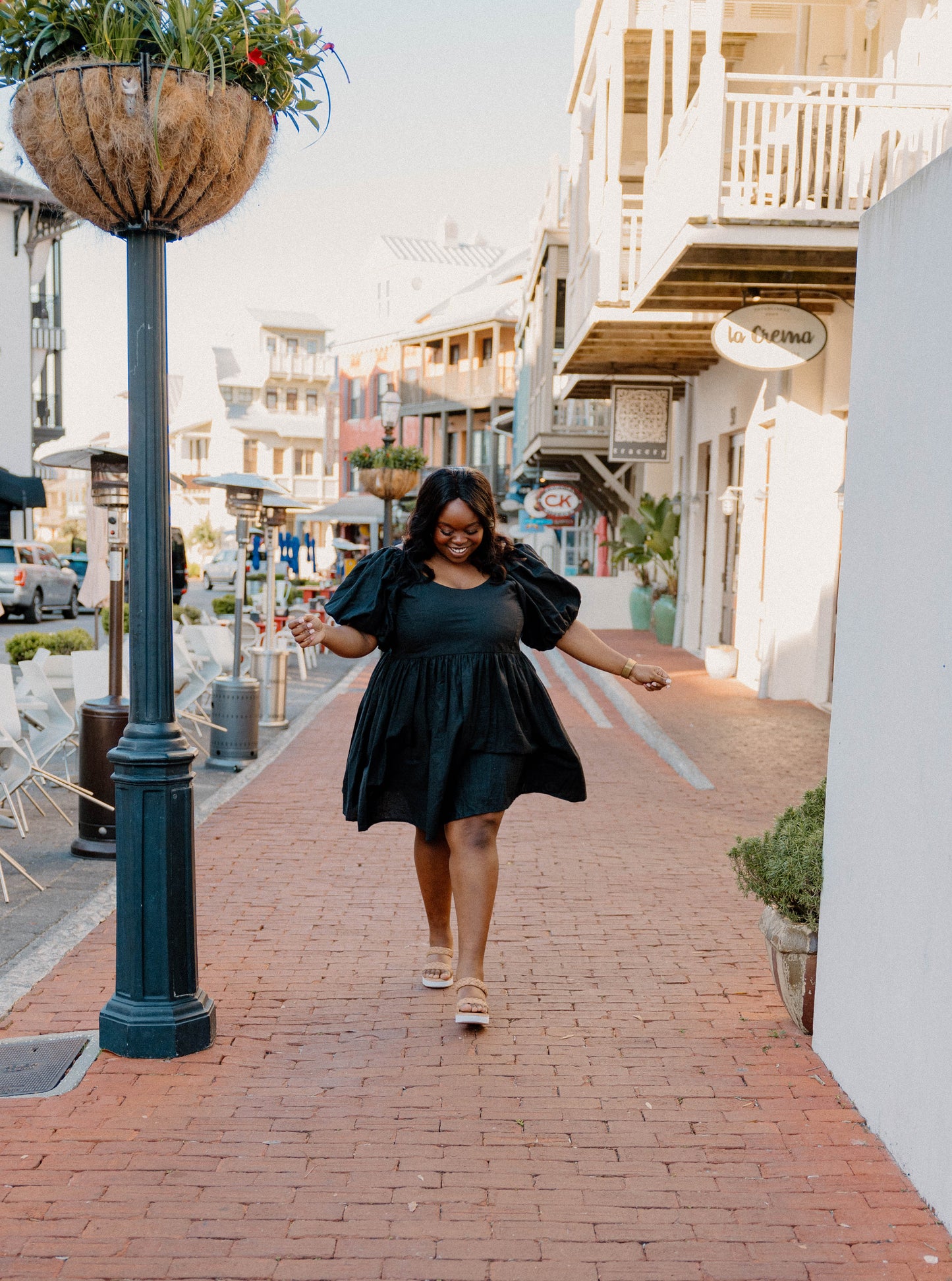 Strawberry Fields Puff Sleeve Mini Dress in Black