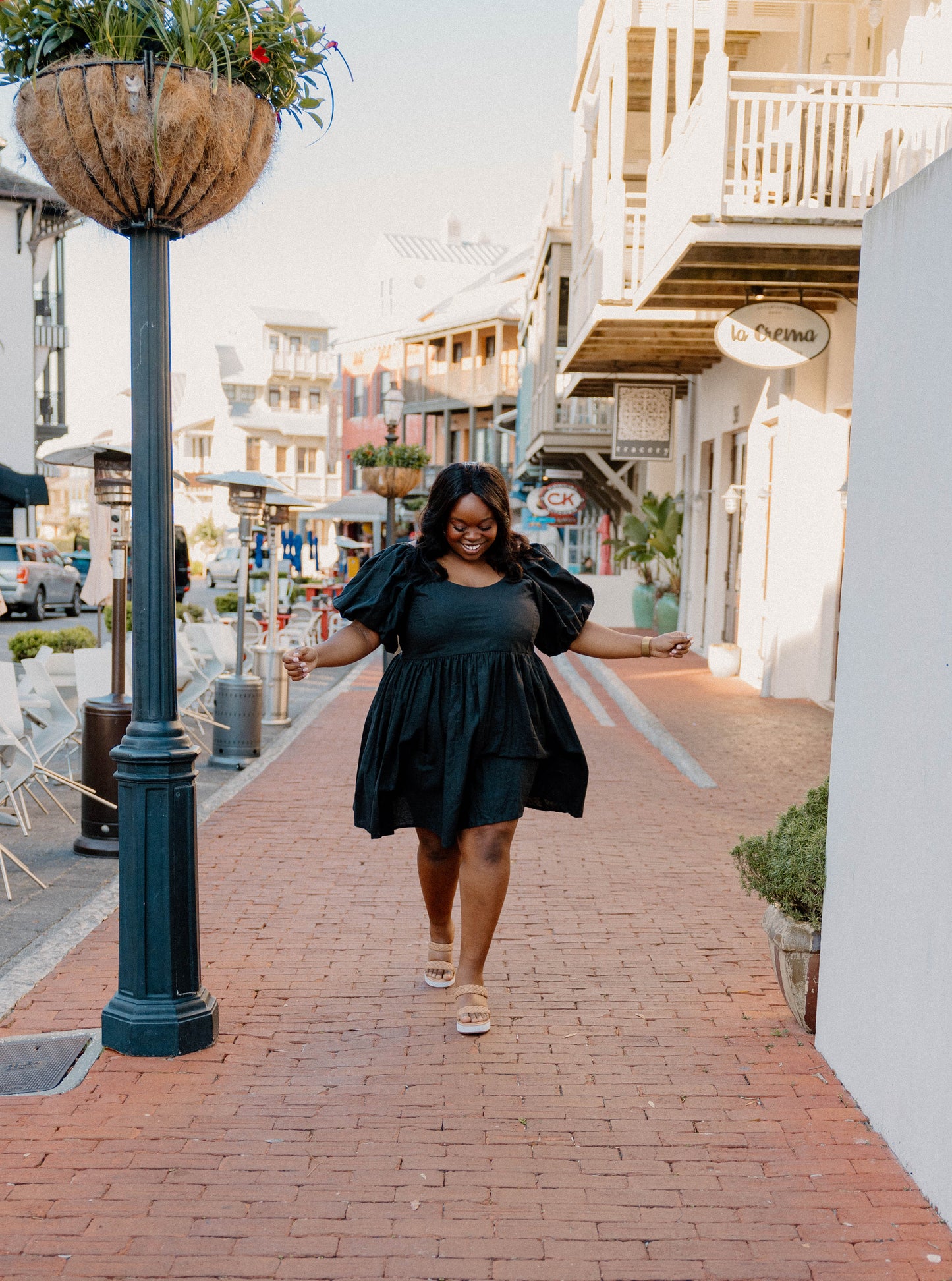 Strawberry Fields Puff Sleeve Mini Dress in Black