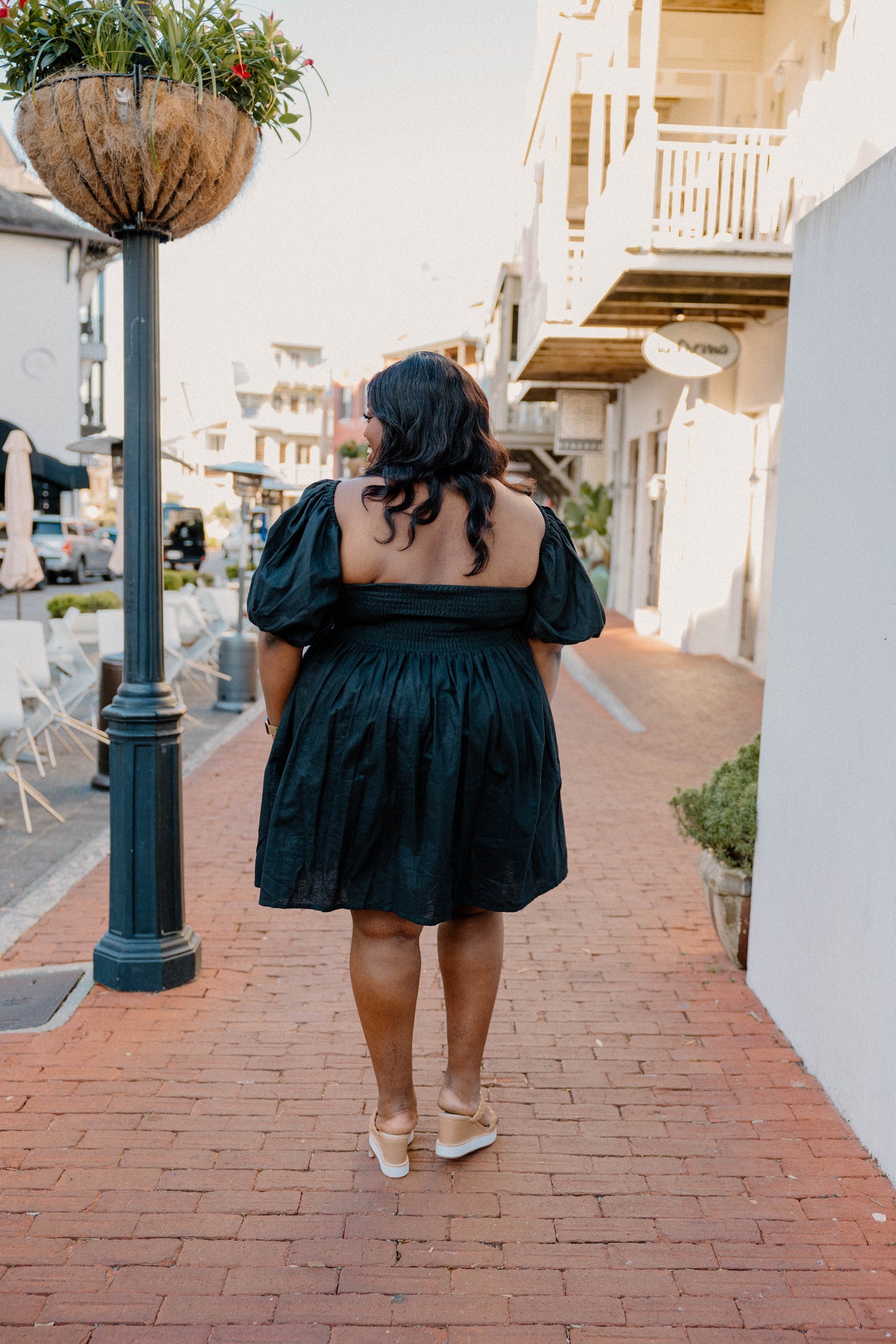 Strawberry Fields Puff Sleeve Mini Dress in Black