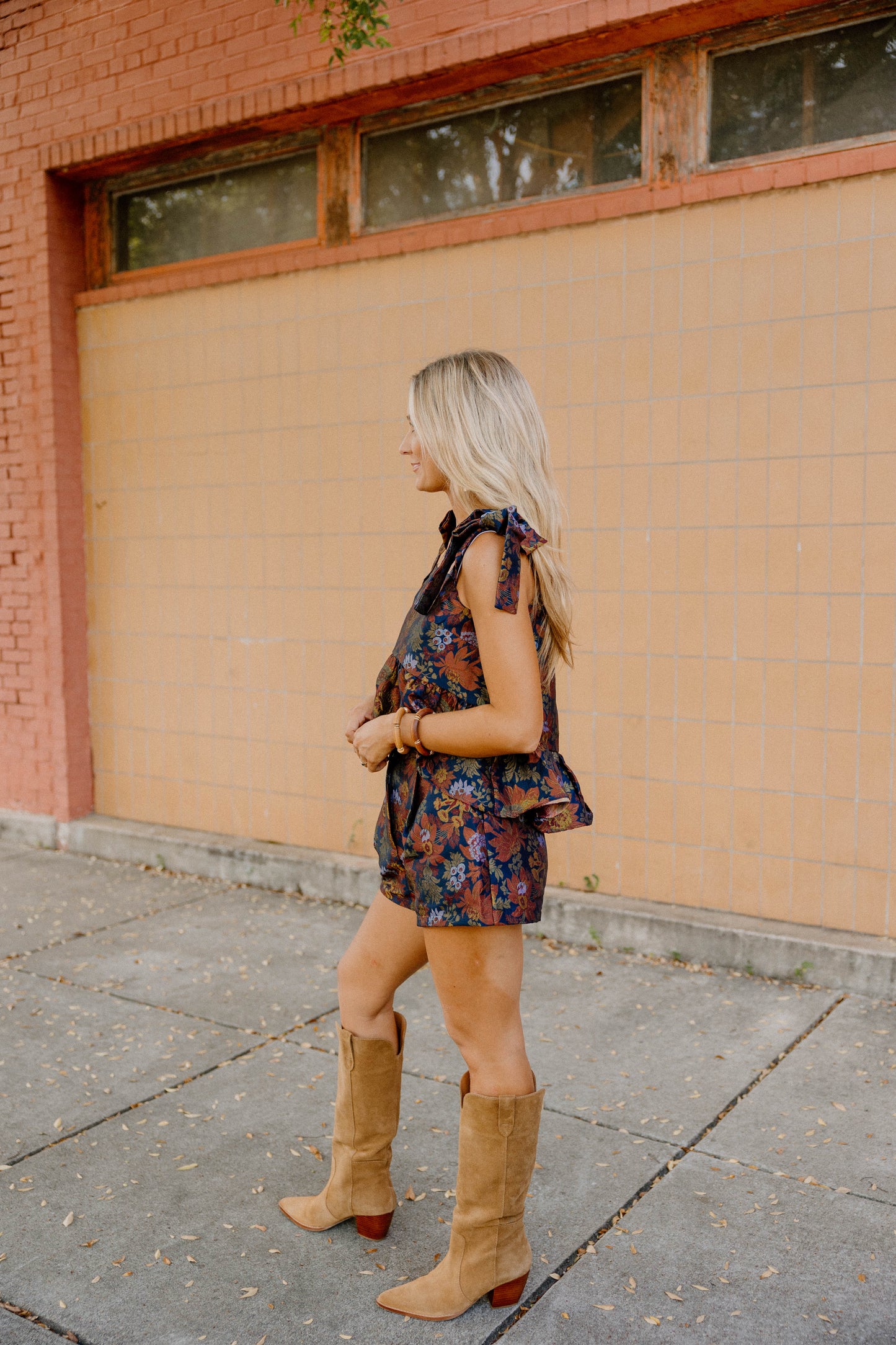 Kathleen Jacquard Peplum Top