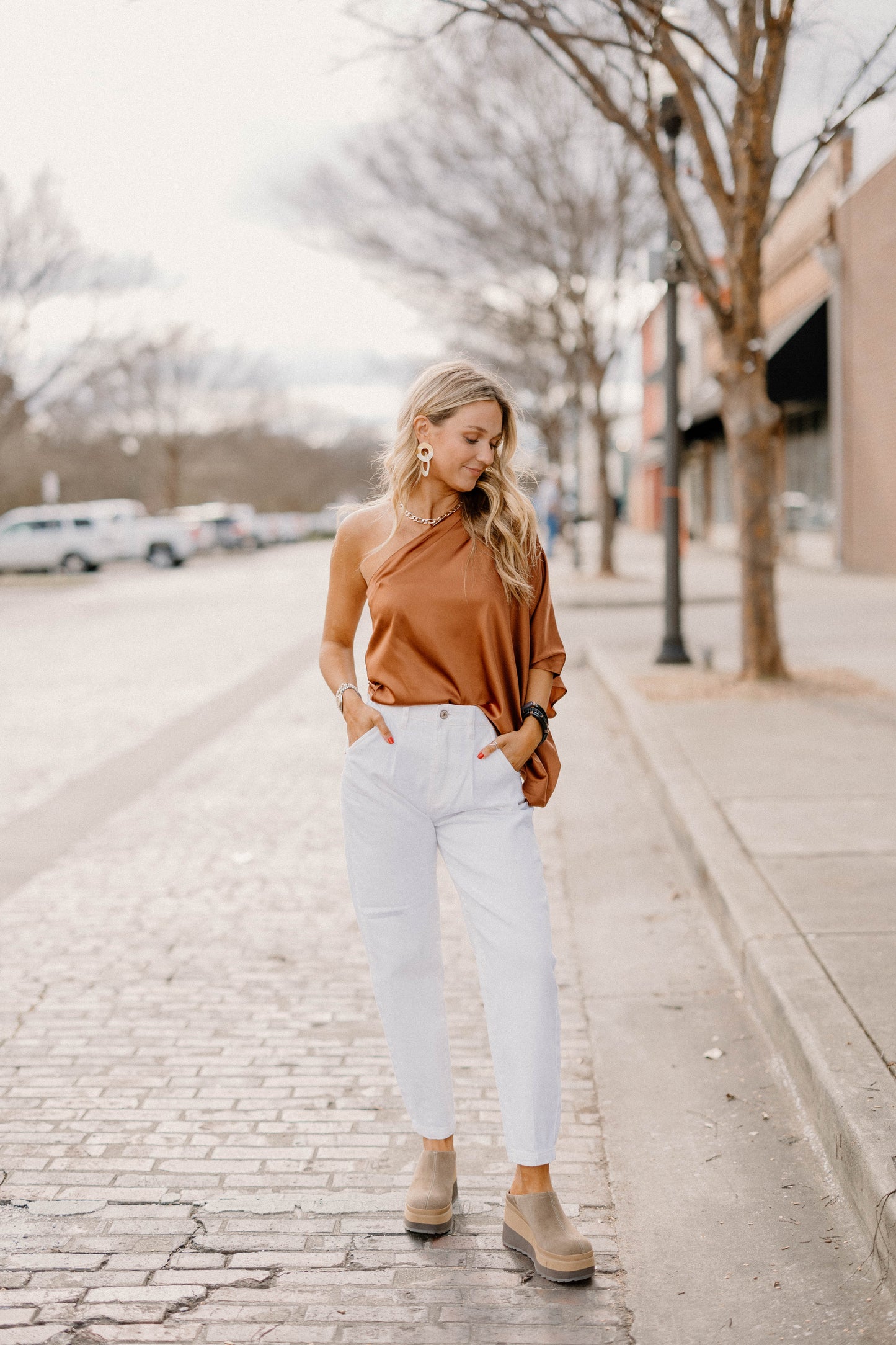 Haley One Shoulder Rust Top (Sizes S-2XL)