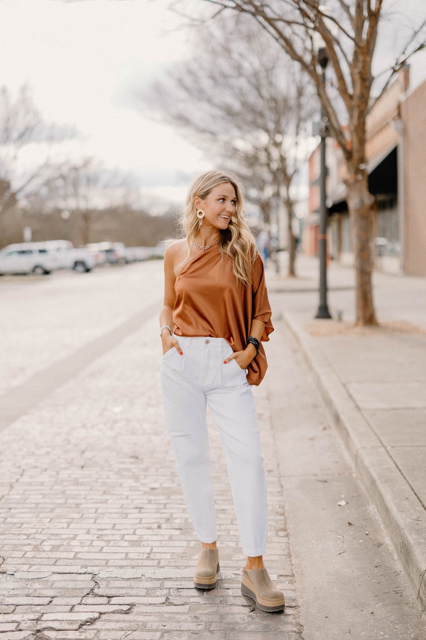 Haley One Shoulder Rust Top (Sizes S-2XL)