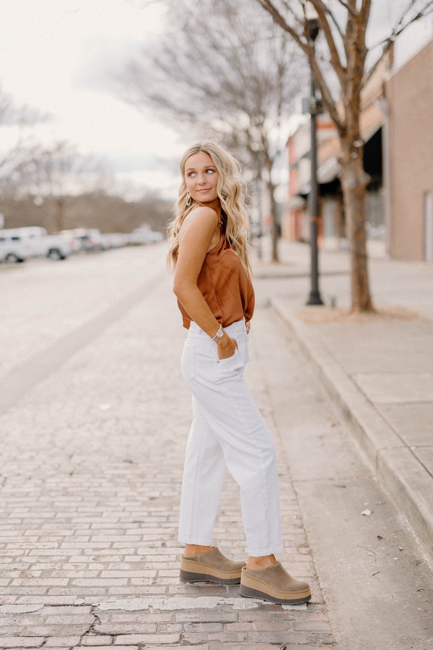 Haley One Shoulder Rust Top (Sizes S-2XL)