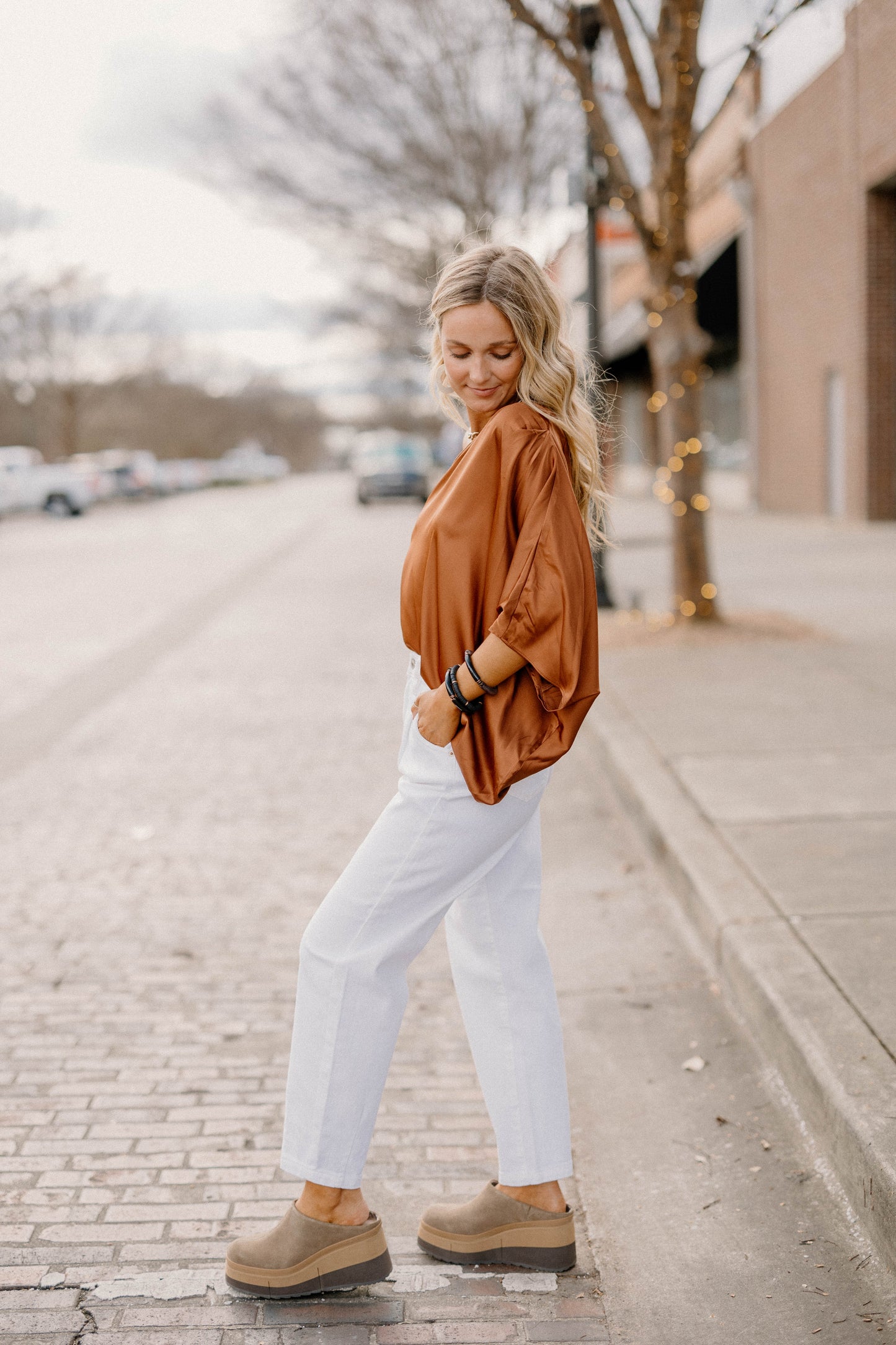 Haley One Shoulder Rust Top (Sizes S-2XL)