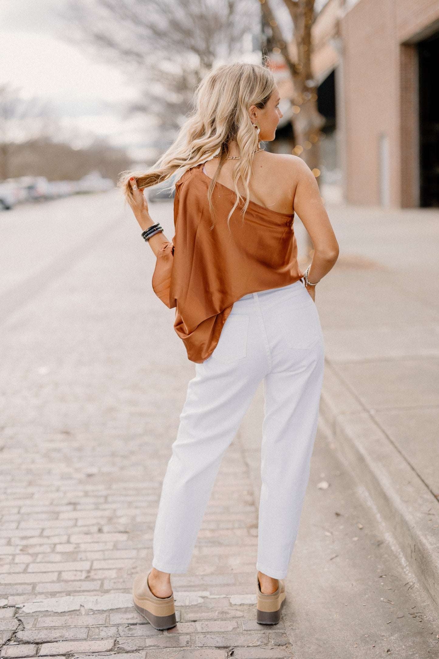 Haley One Shoulder Rust Top (Sizes S-2XL)