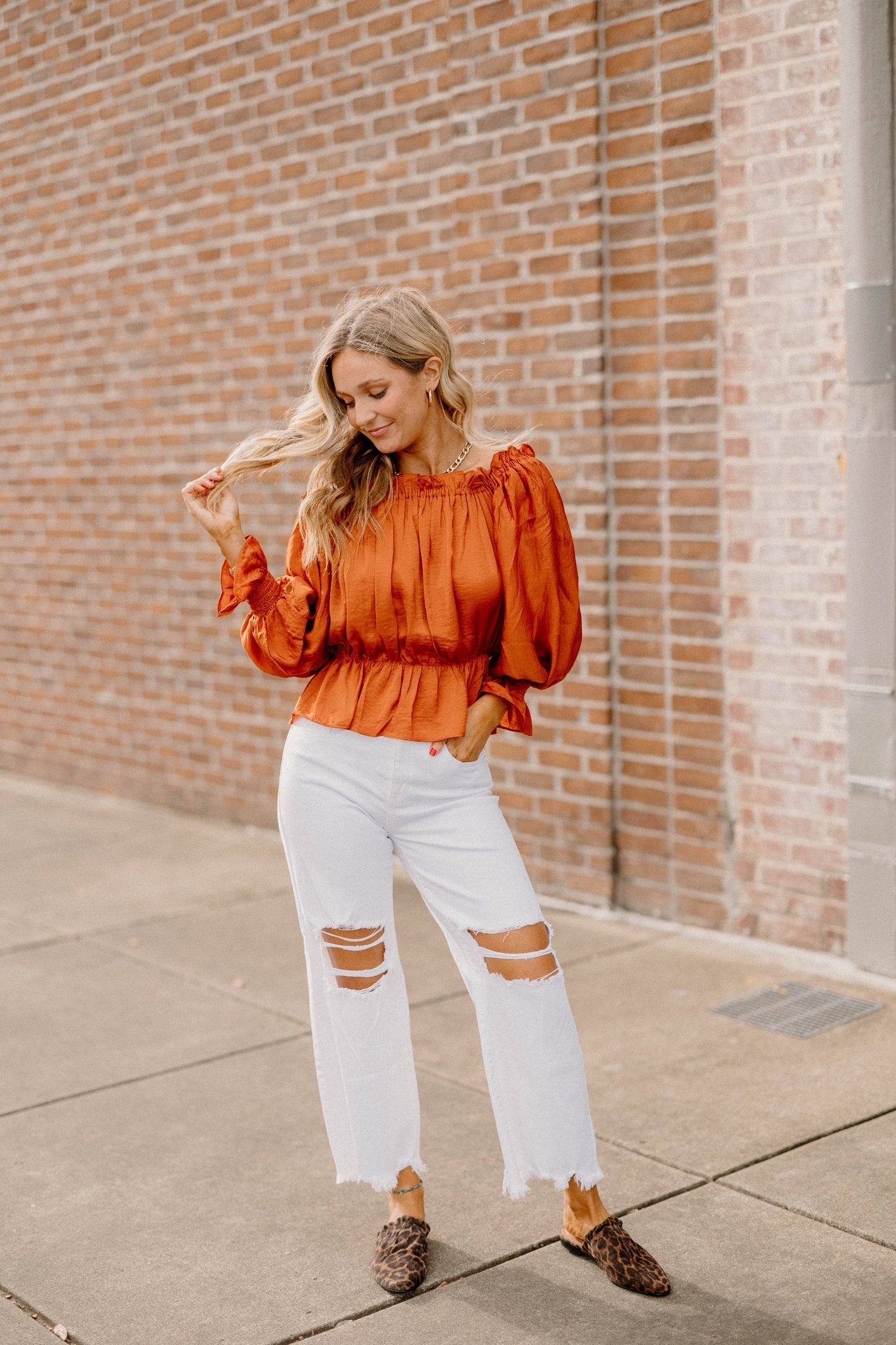 Angie Rust Off The Shoulder Top (Sizes S-2XL)