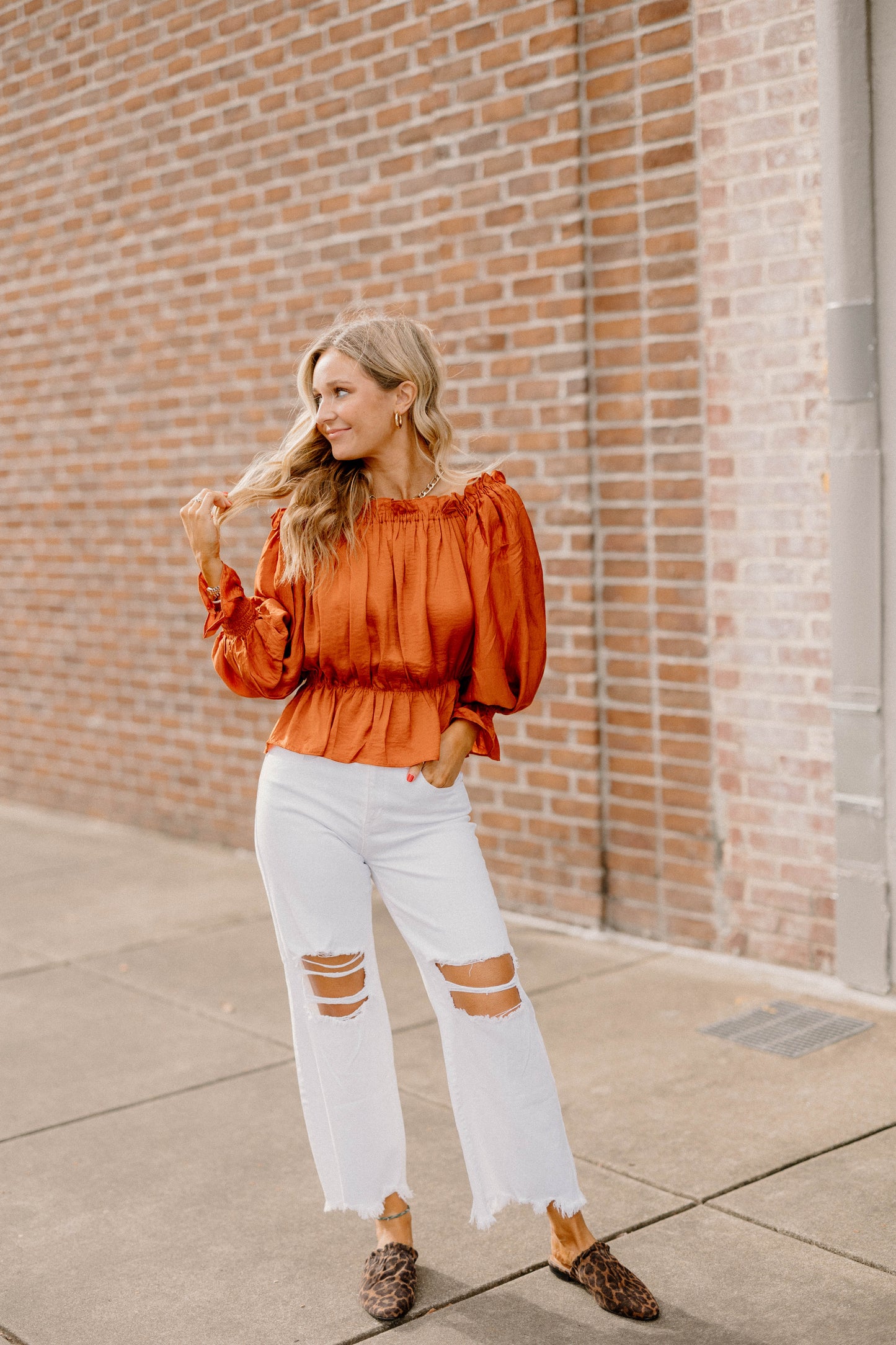 Angie Rust Off The Shoulder Top (Sizes S-2XL)