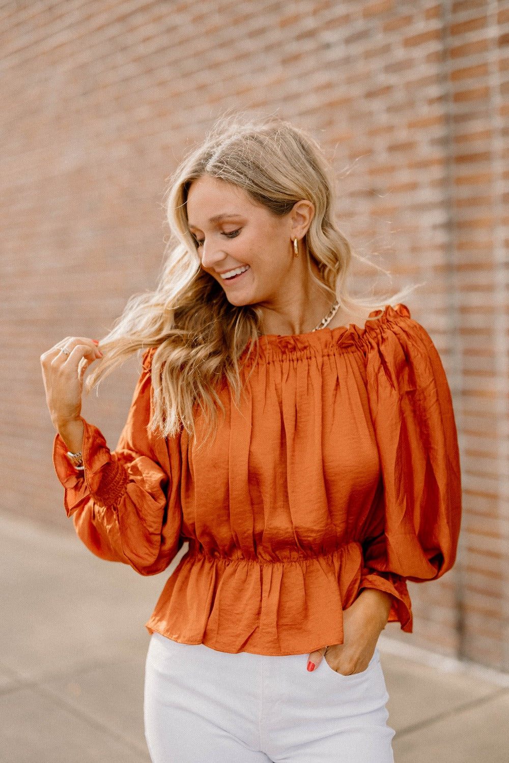 Angie Rust Off The Shoulder Top (Sizes S-2XL)